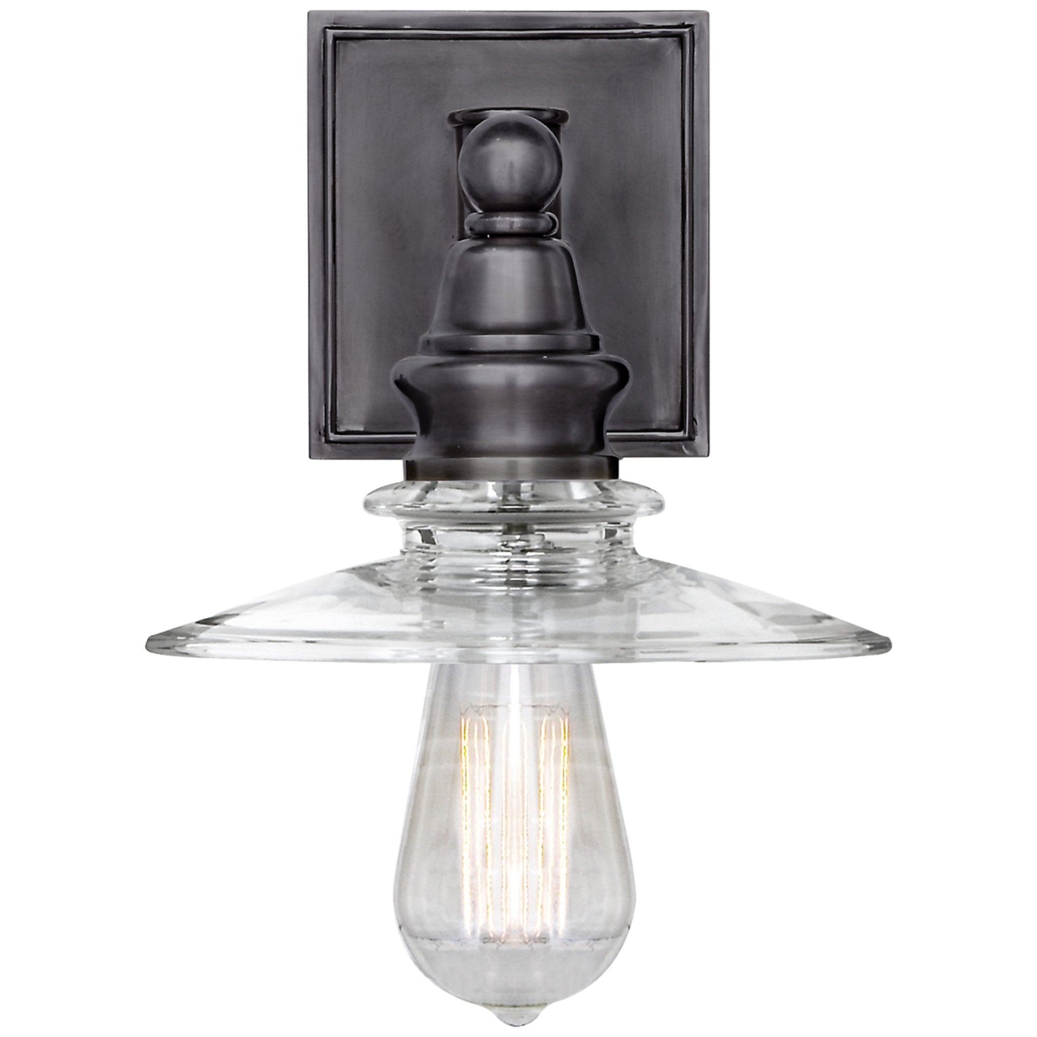 Chapman & Myers Covington Shield Sconce in Bronze with Clear Glass Wall Light W7.75" x H12.75"