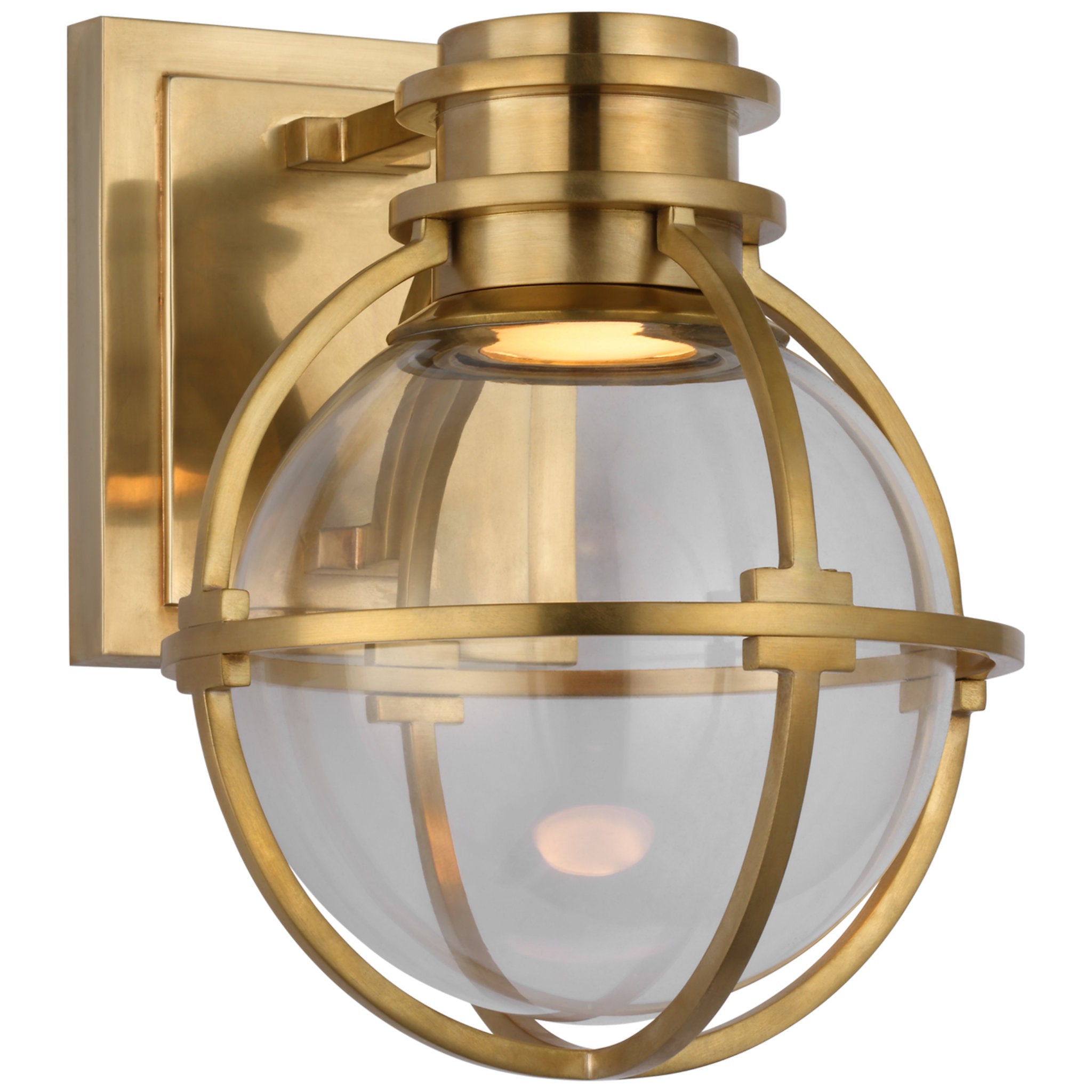 Chapman & Myers Gracie Single Sconce in Antique-Burnished Brass with Clear Glass Wall Light W6.5" x H8.5"