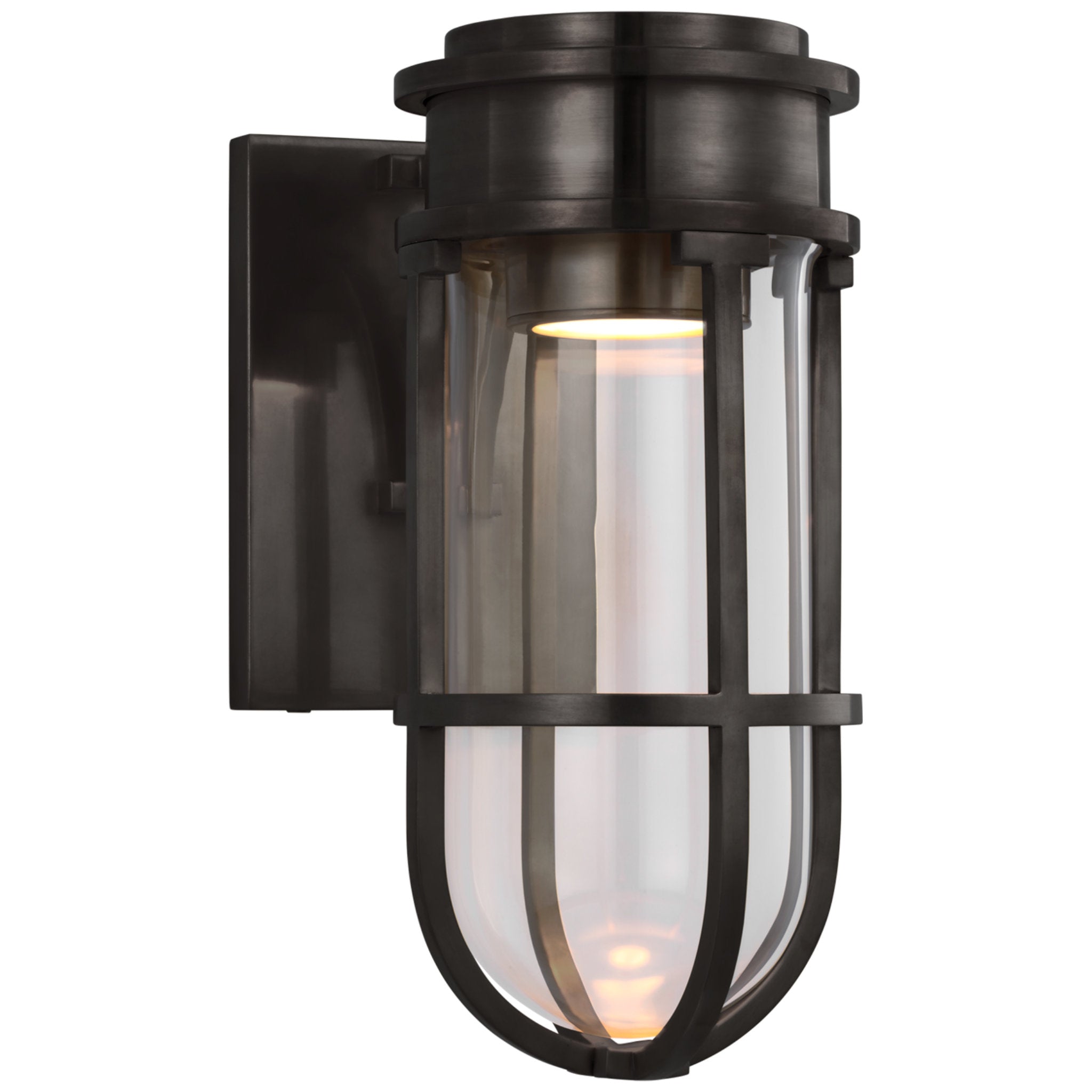 Chapman & Myers Gracie Tall Bracketed Sconce in Bronze with Clear Glass Wall Light W4.75" x H10.5"