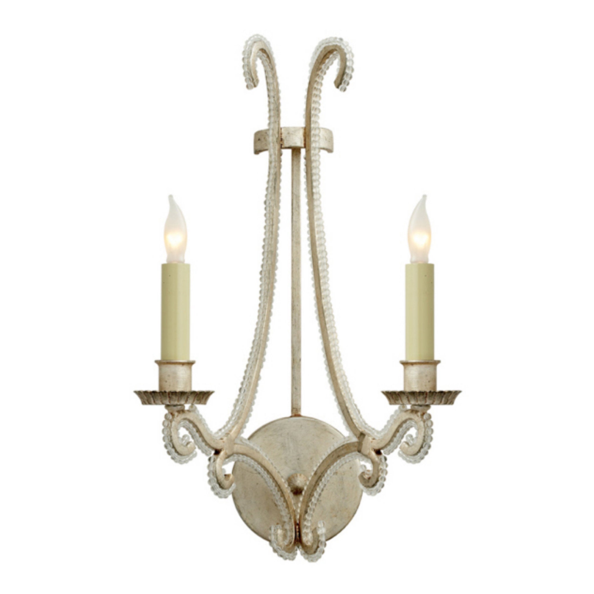 Chapman & Myers Oslo Sconce in Burnished Silver Leaf with Clear Glass Wall Light W9.75" x H16.75"