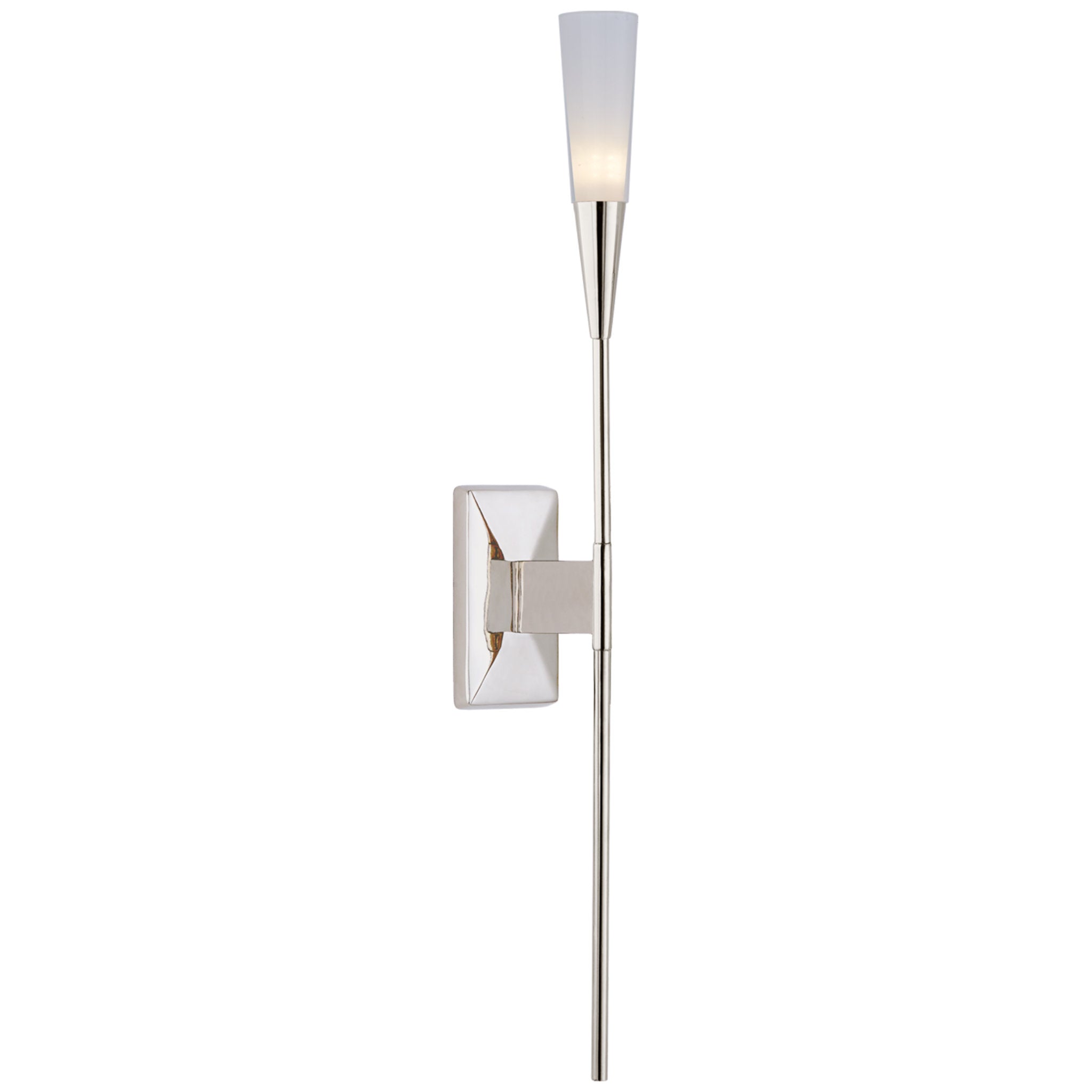 Chapman & Myers Stellar Single Tail Sconce in Polished Nickel with Frosted Acrylic Wall Light W2.5" x H20"