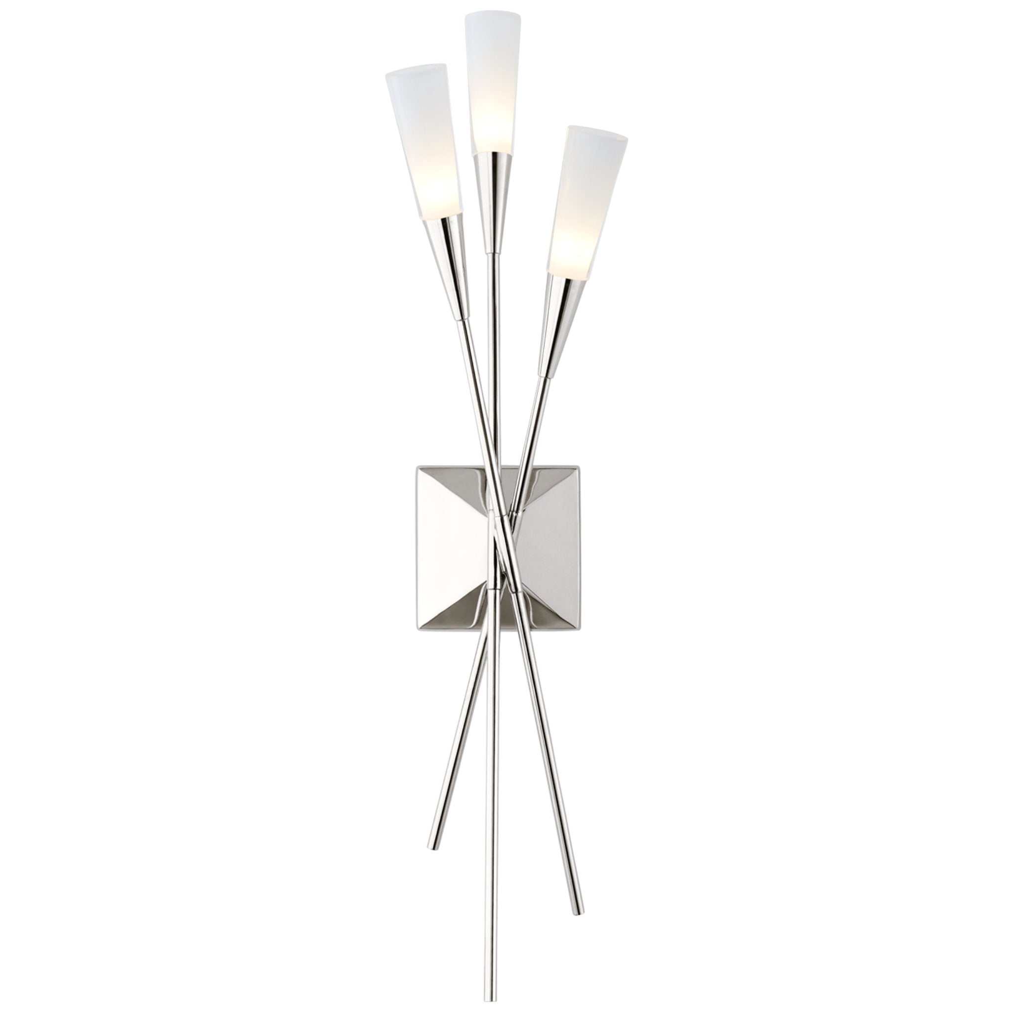 Chapman & Myers Stellar Triple Tail Sconce in Polished Nickel with Frosted Acrylic Wall Light W6.5" x H24.25"