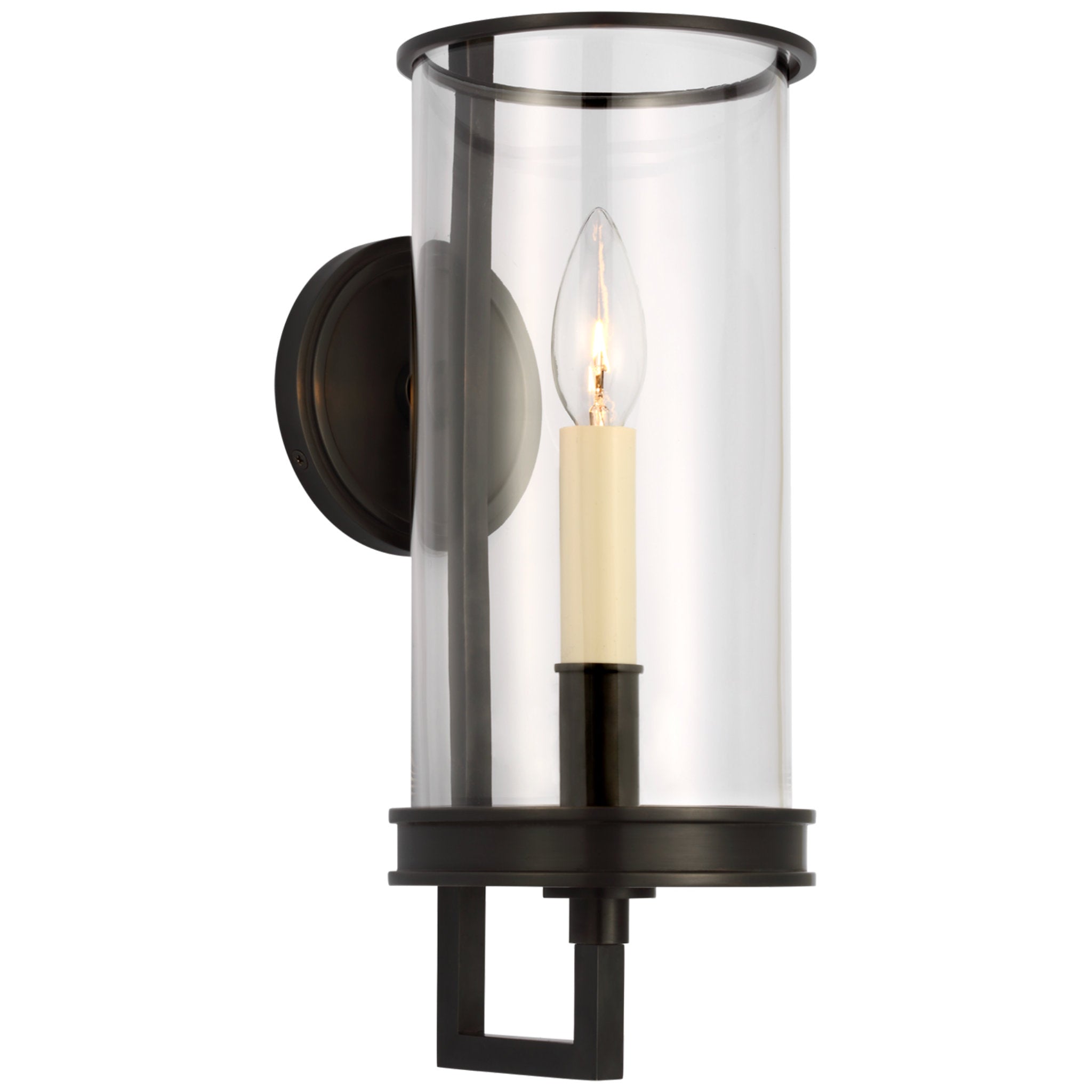 Chapman & Myers Glendon Small Hurricane Sconce in Bronze with Clear Glass Wall Light W5.75" x H14.5"