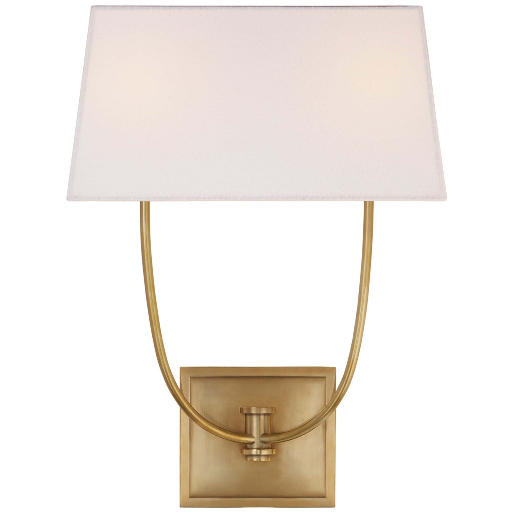 Chapman & Myers Venini Double Sconce in Antique-Burnished Brass with Linen Shade Wall Light W13.5" x H18"