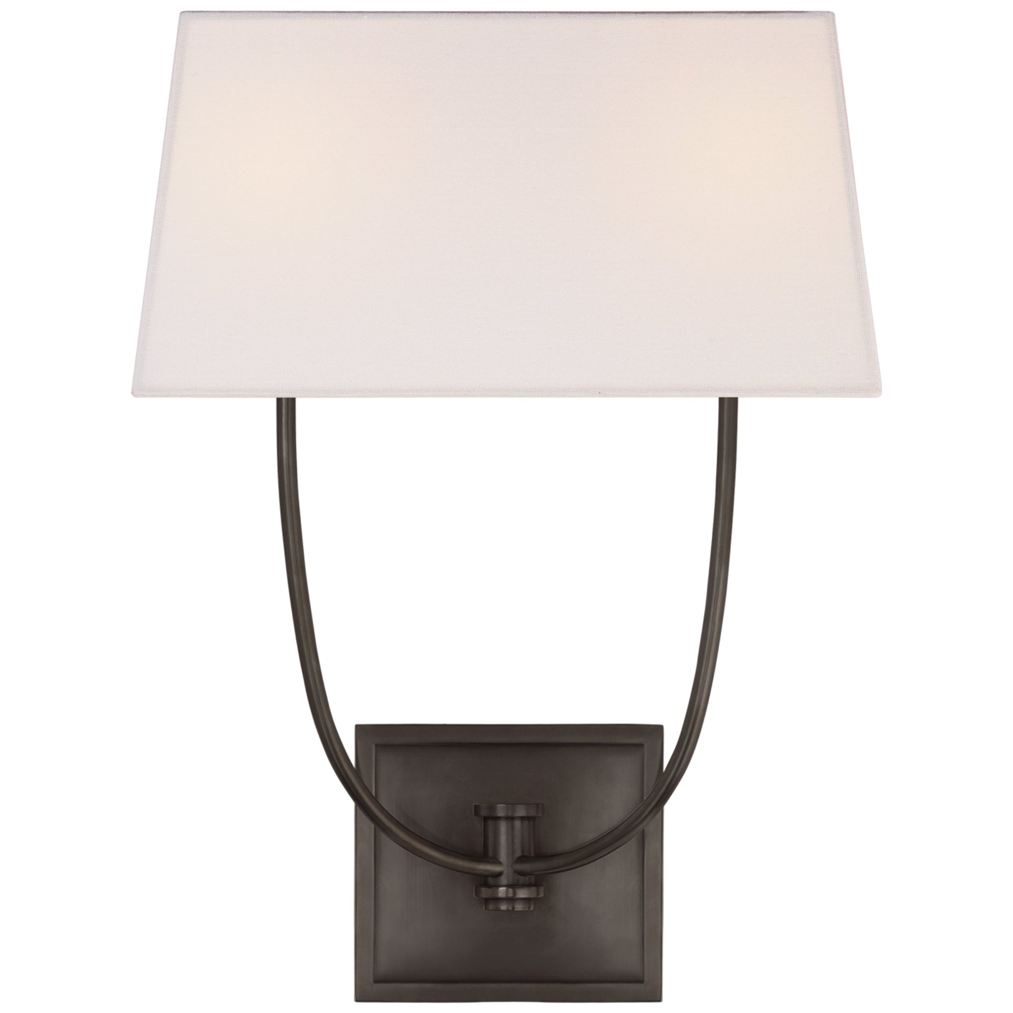 Chapman & Myers Venini Double Sconce in Bronze with Linen Shade Wall Light W13.5" x H18"