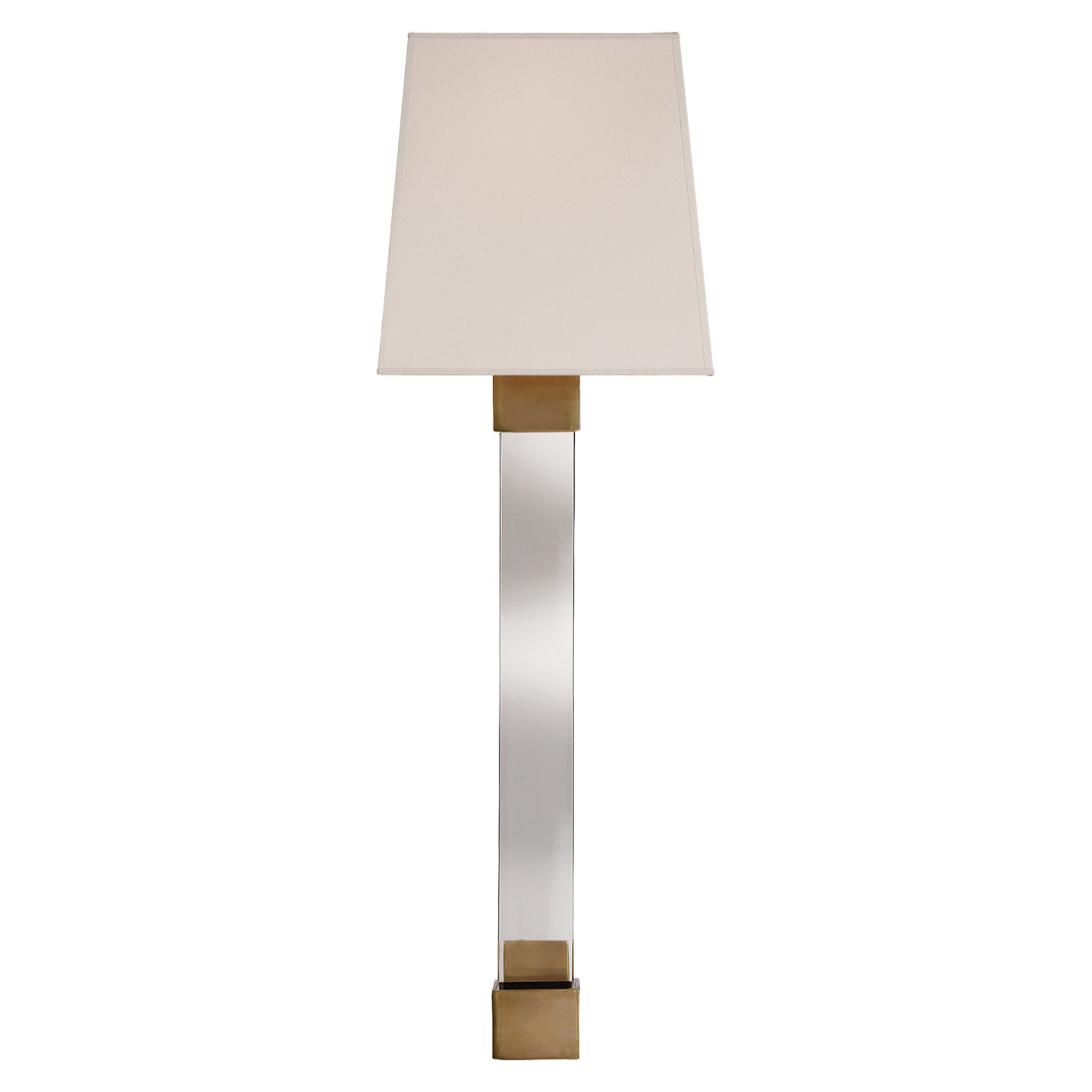 Chapman & Myers Edgar Large Sconce in Antique-Burnished Brass and Crystal with Silk Shade Wall Light W8" x H26.25"