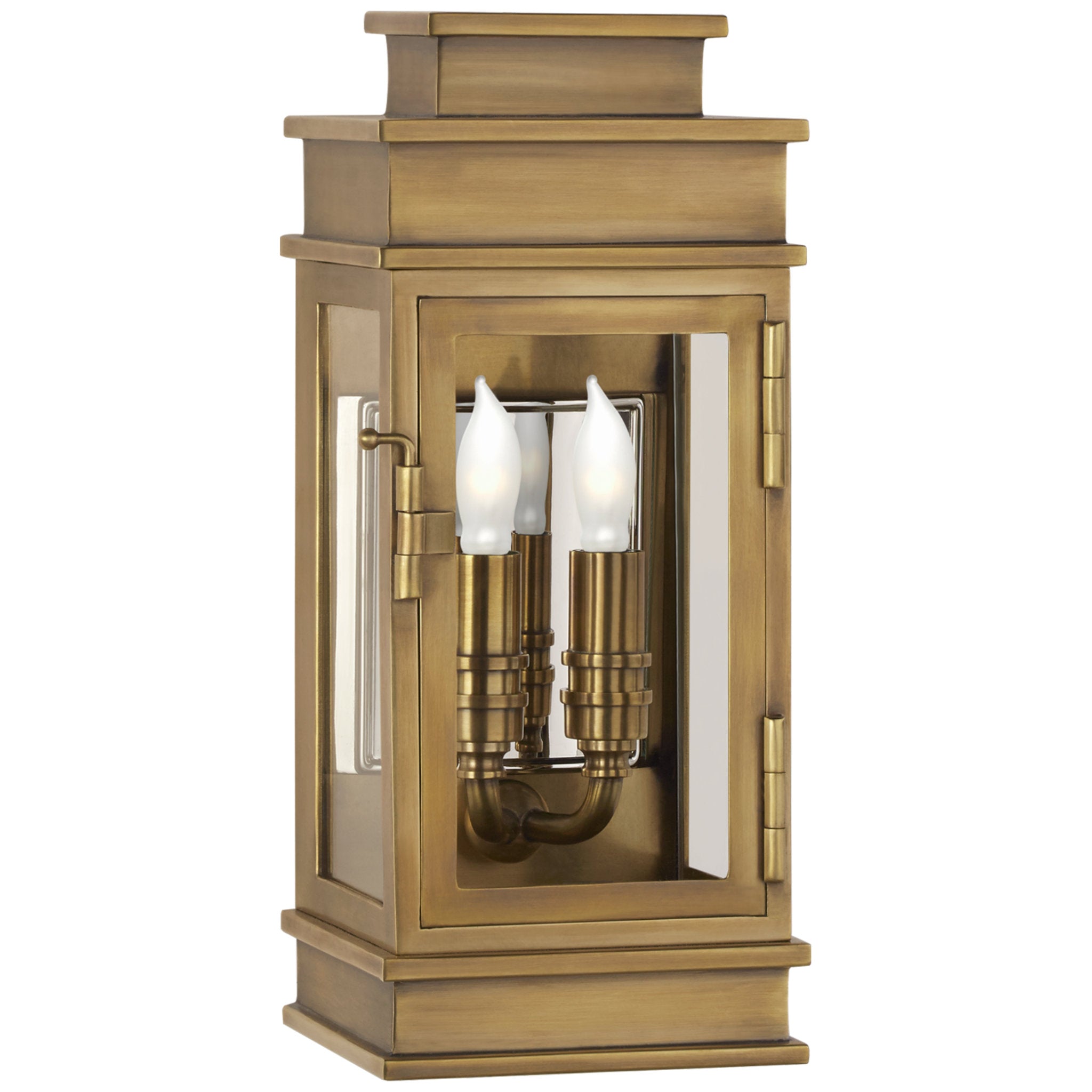 Chapman & Myers Linear Mini Wall Lantern in Antique-Burnished Brass with Clear Glass Outdoor Lighting W5" x H12"