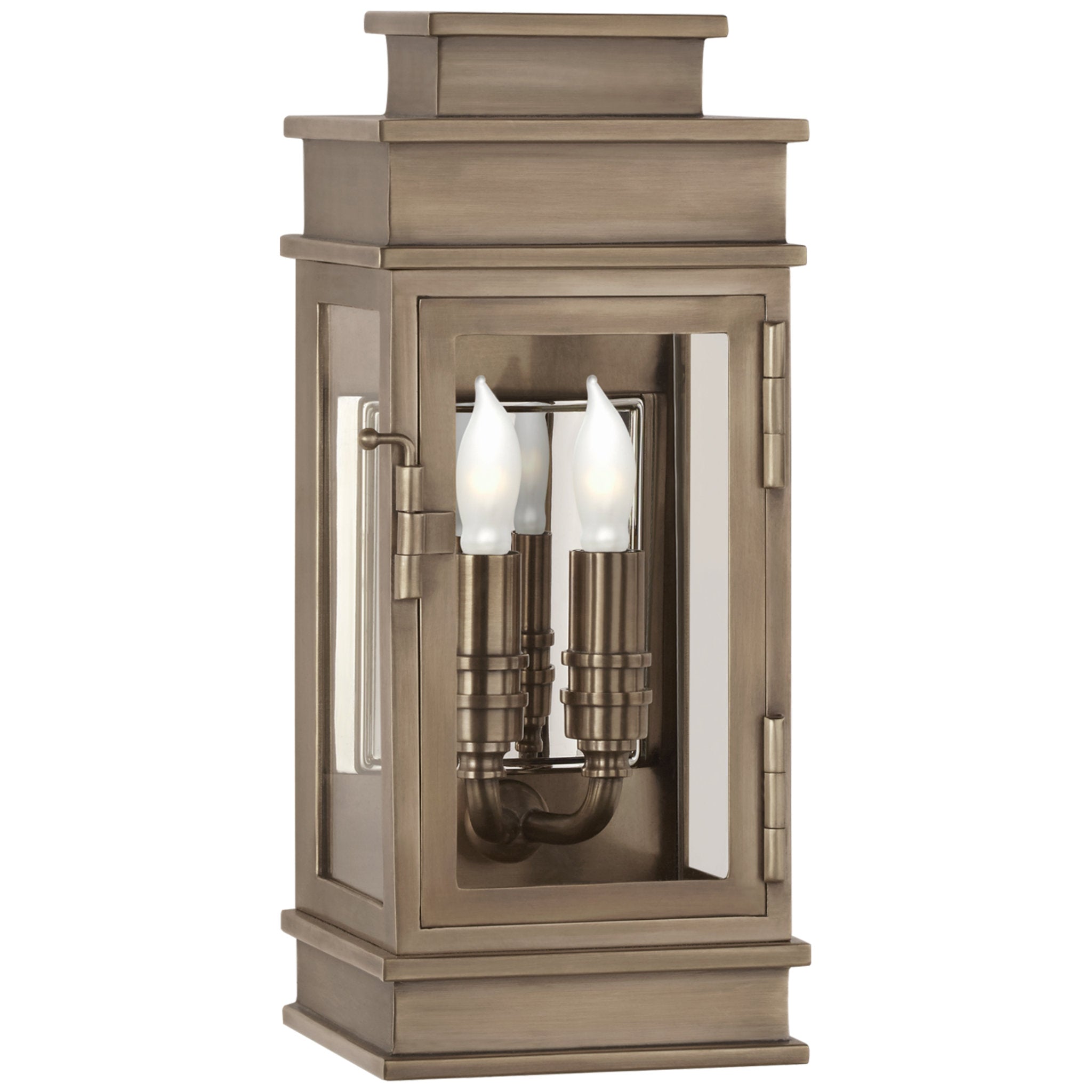 Chapman & Myers Linear Mini Wall Lantern in Antique Nickel with Clear Glass Outdoor Lighting W5" x H12"