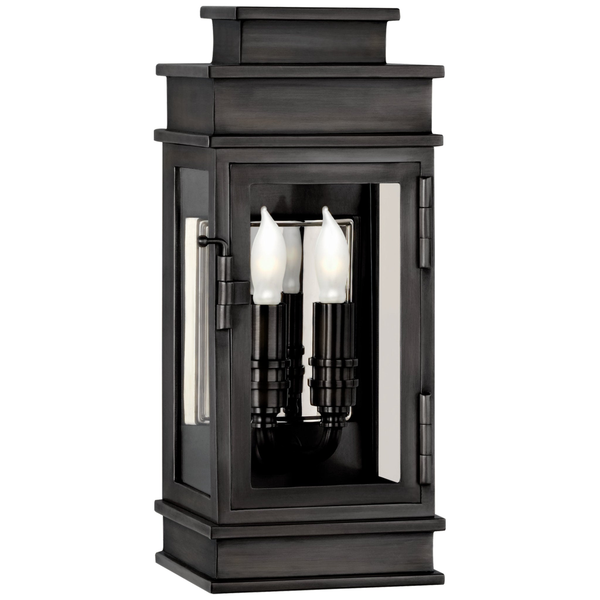 Chapman & Myers Linear Mini Wall Lantern in Bronze with Clear Glass Outdoor Lighting W5" x H12"