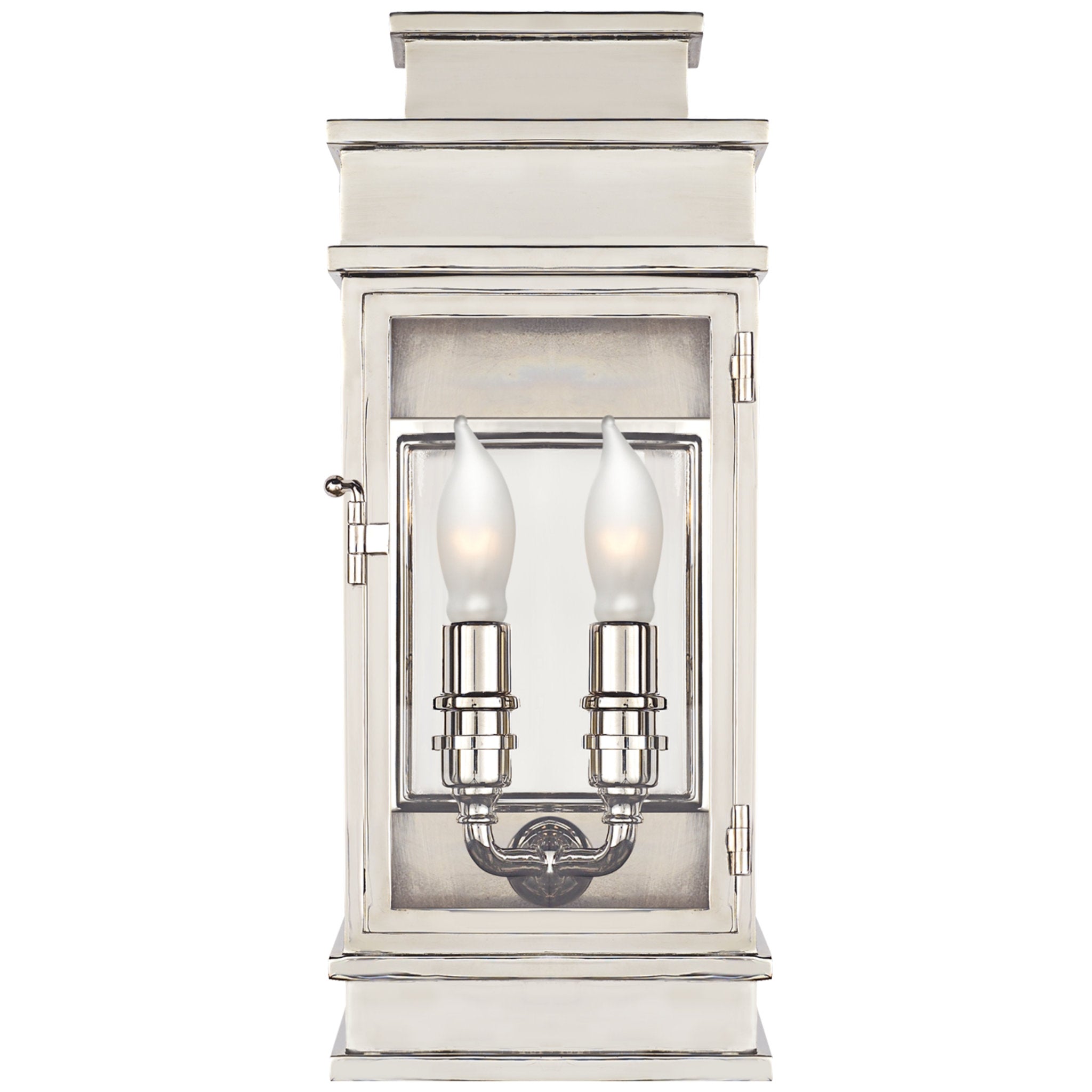 Chapman & Myers Linear Mini Wall Lantern in Polished Nickel with Clear Glass Outdoor Lighting W5" x H12"