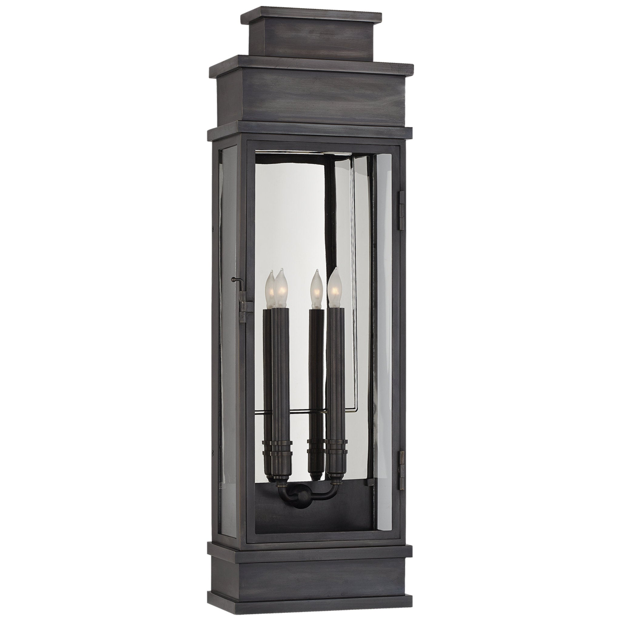 Chapman & Myers Linear Large Wall Lantern in Bronze with Clear Glass Outdoor Lighting W9" x H29"