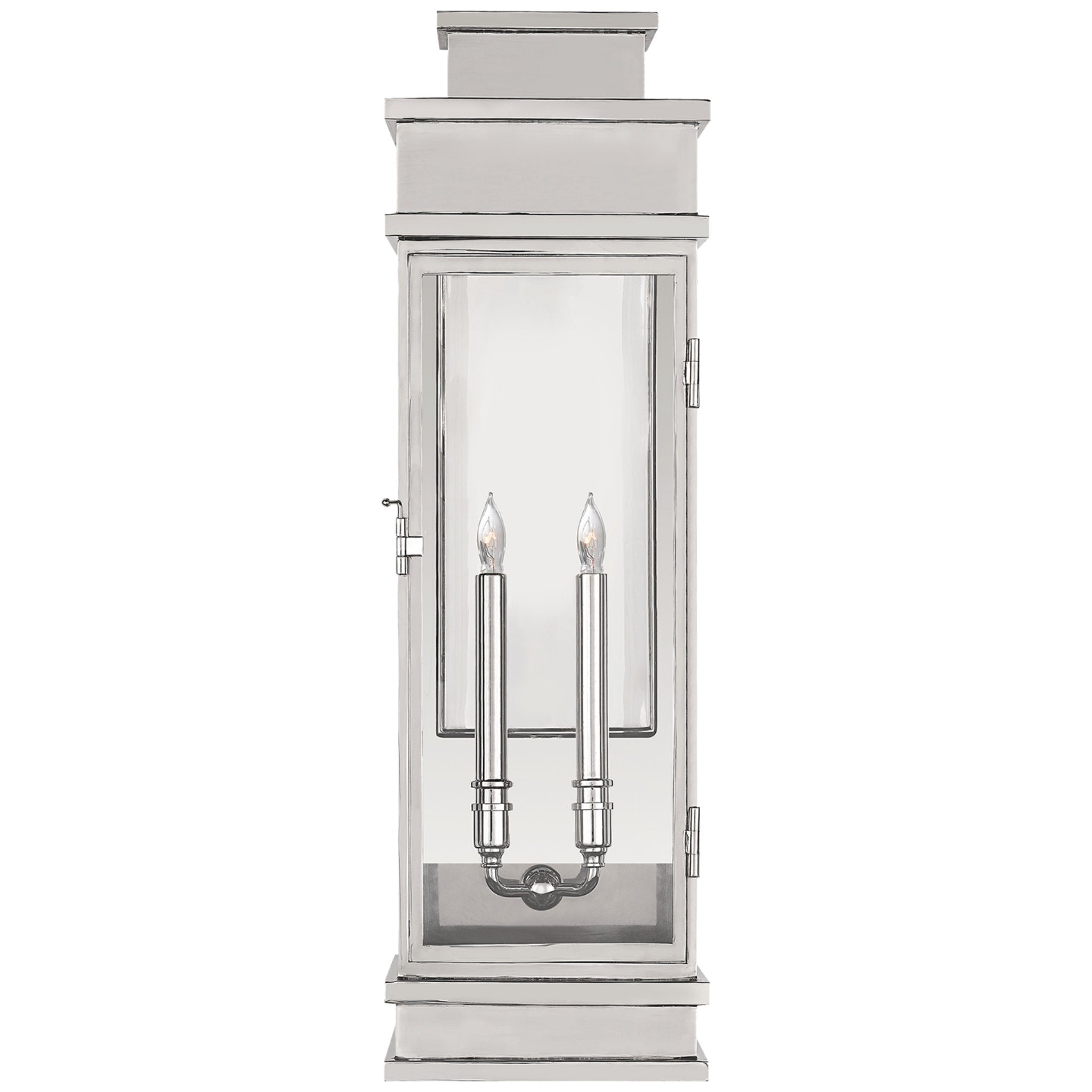 Chapman & Myers Linear Large Wall Lantern in Polished Nickel with Clear Glass Outdoor Lighting W9" x H29"