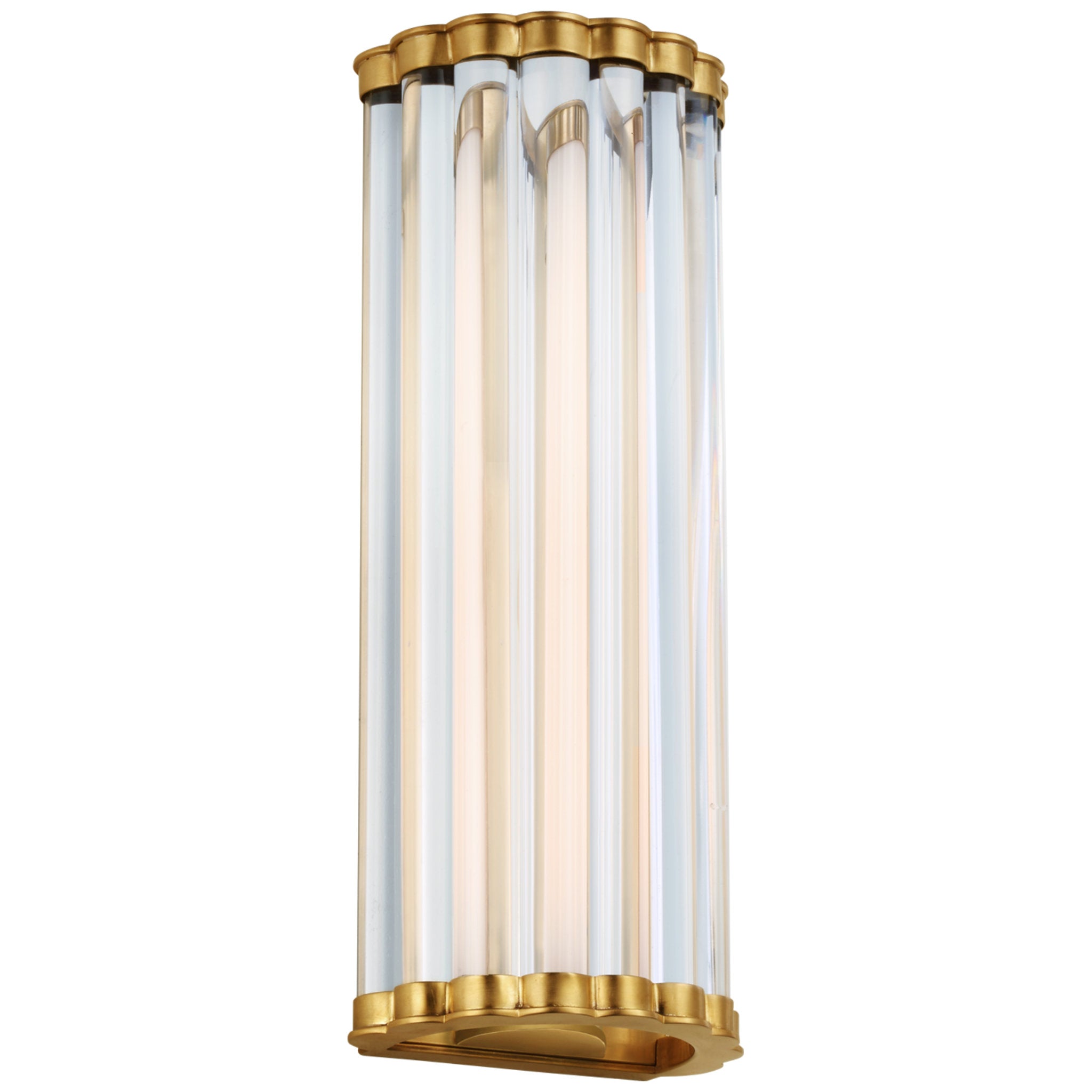 Chapman & Myers Kean 14" Sconce in Antique-Burnished Brass with Clear Glass Rods Wall Light W5.75" x H14"