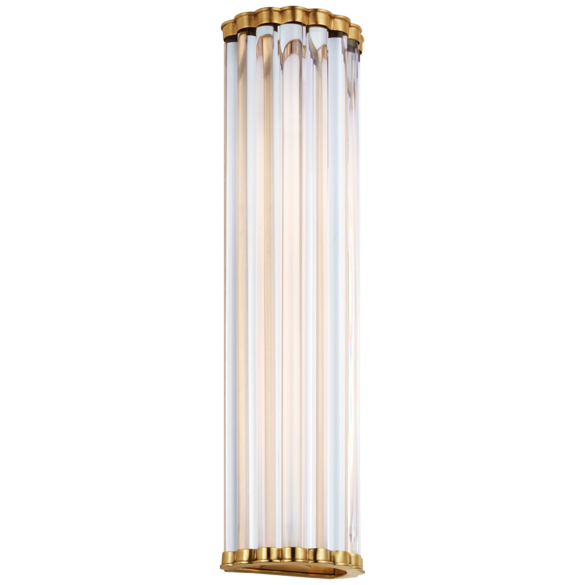 Chapman & Myers Kean 21" Sconce in Antique-Burnished Brass with Clear Glass Rods Wall Light W5.75" x H21"