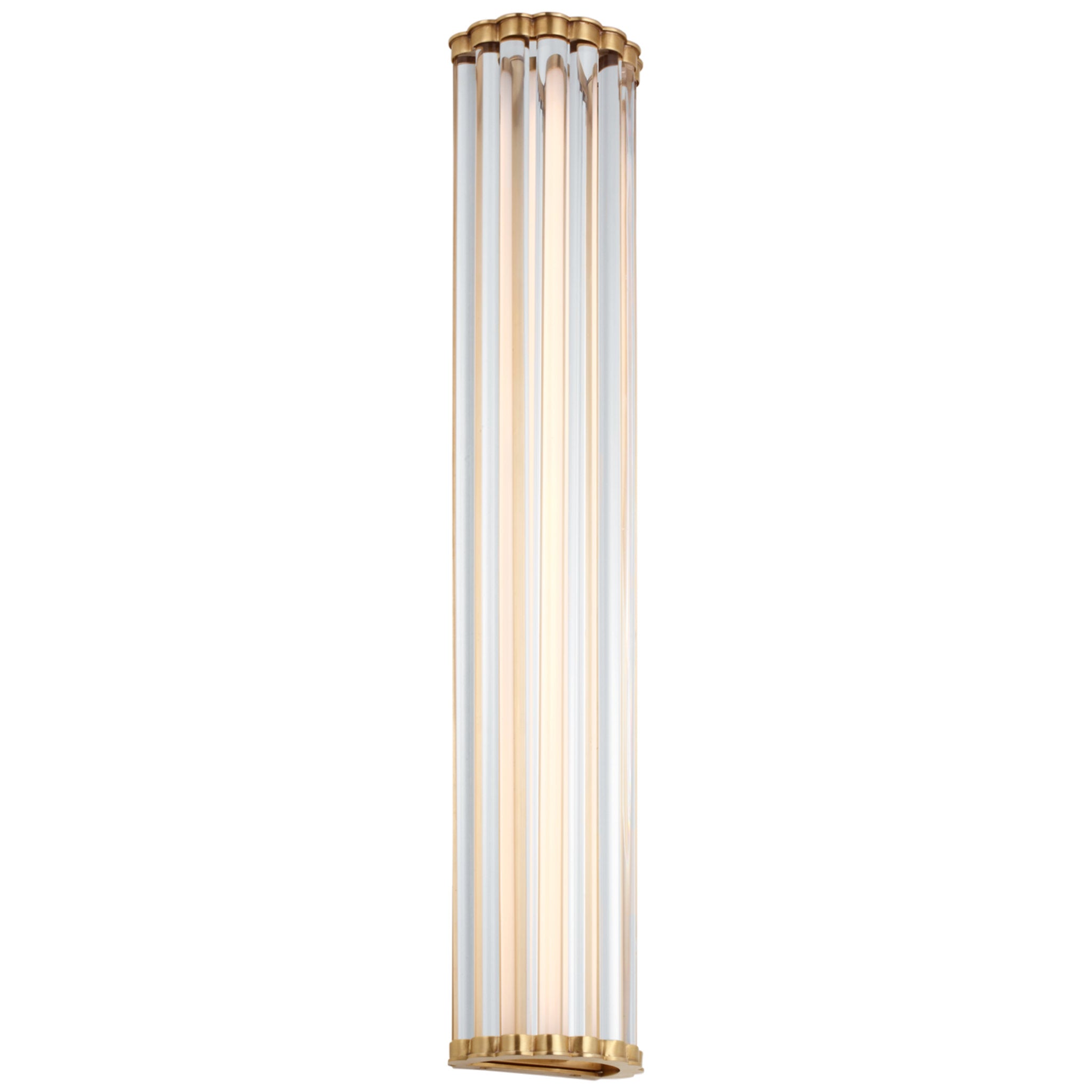 Chapman & Myers Kean 28" Sconce in Antique-Burnished Brass with Clear Glass Rods Wall Light W5.75" x H28"