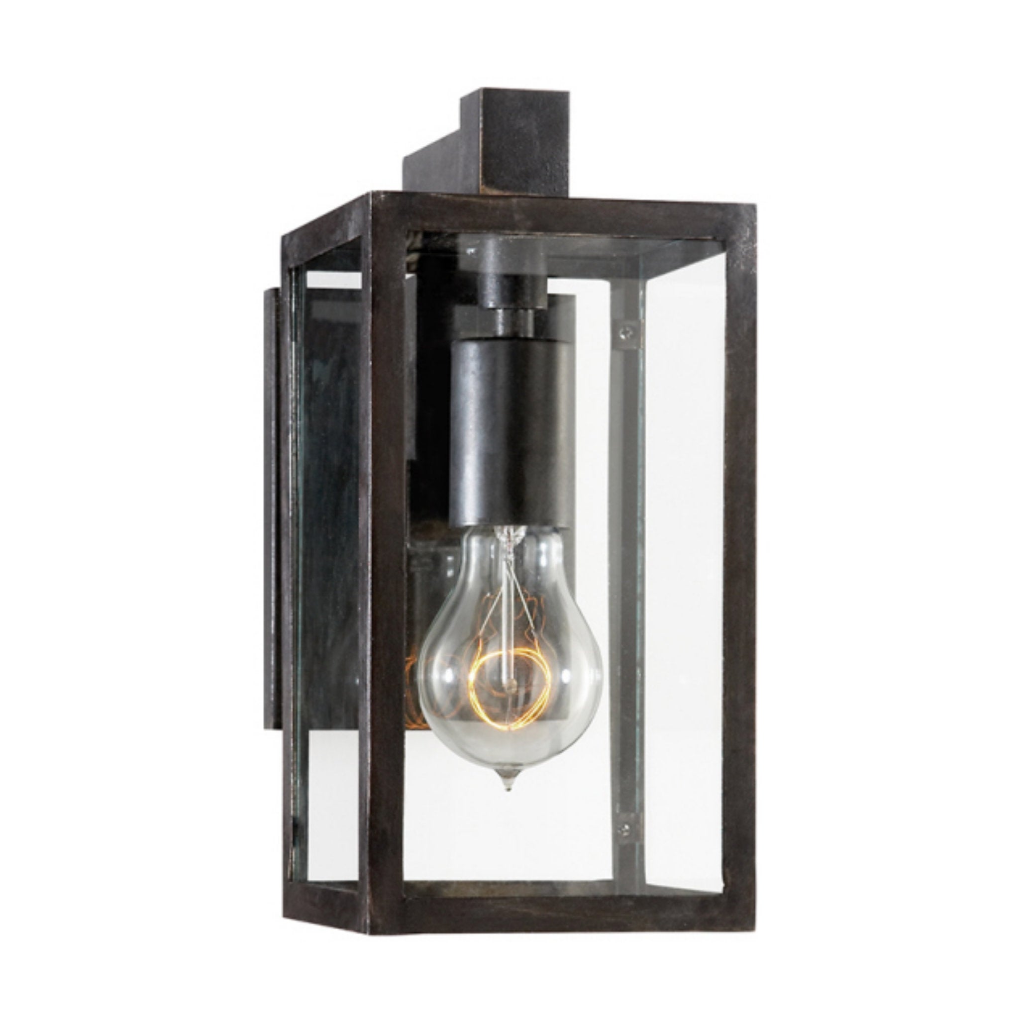 Chapman & Myers Fresno Framed Short Sconce in Aged Iron with Clear Glass Outdoor Lighting W5" x H10.5"