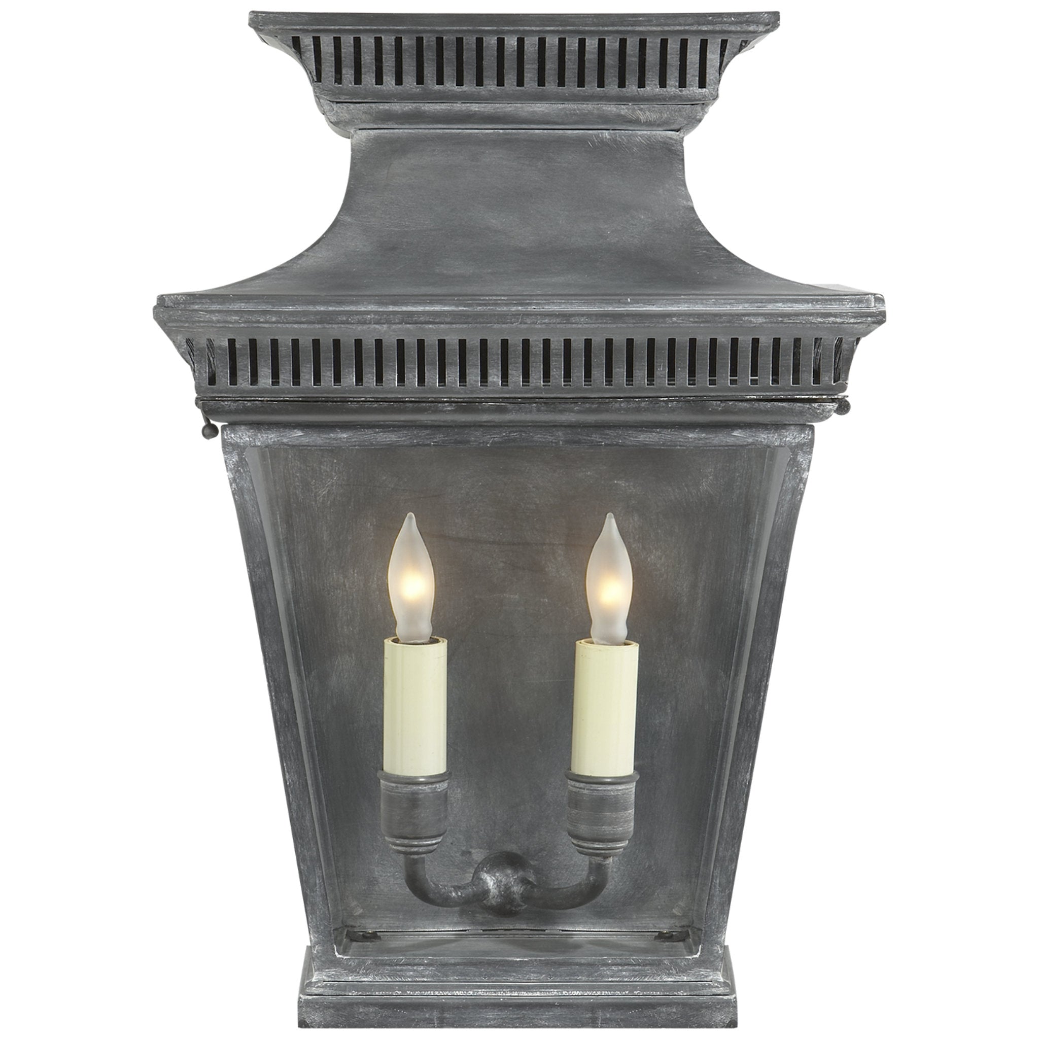 Chapman & Myers Elsinore Medium 3/4 Wall Lantern in Weathered Zinc with Clear Glass Outdoor Lighting W11" x H15.75"