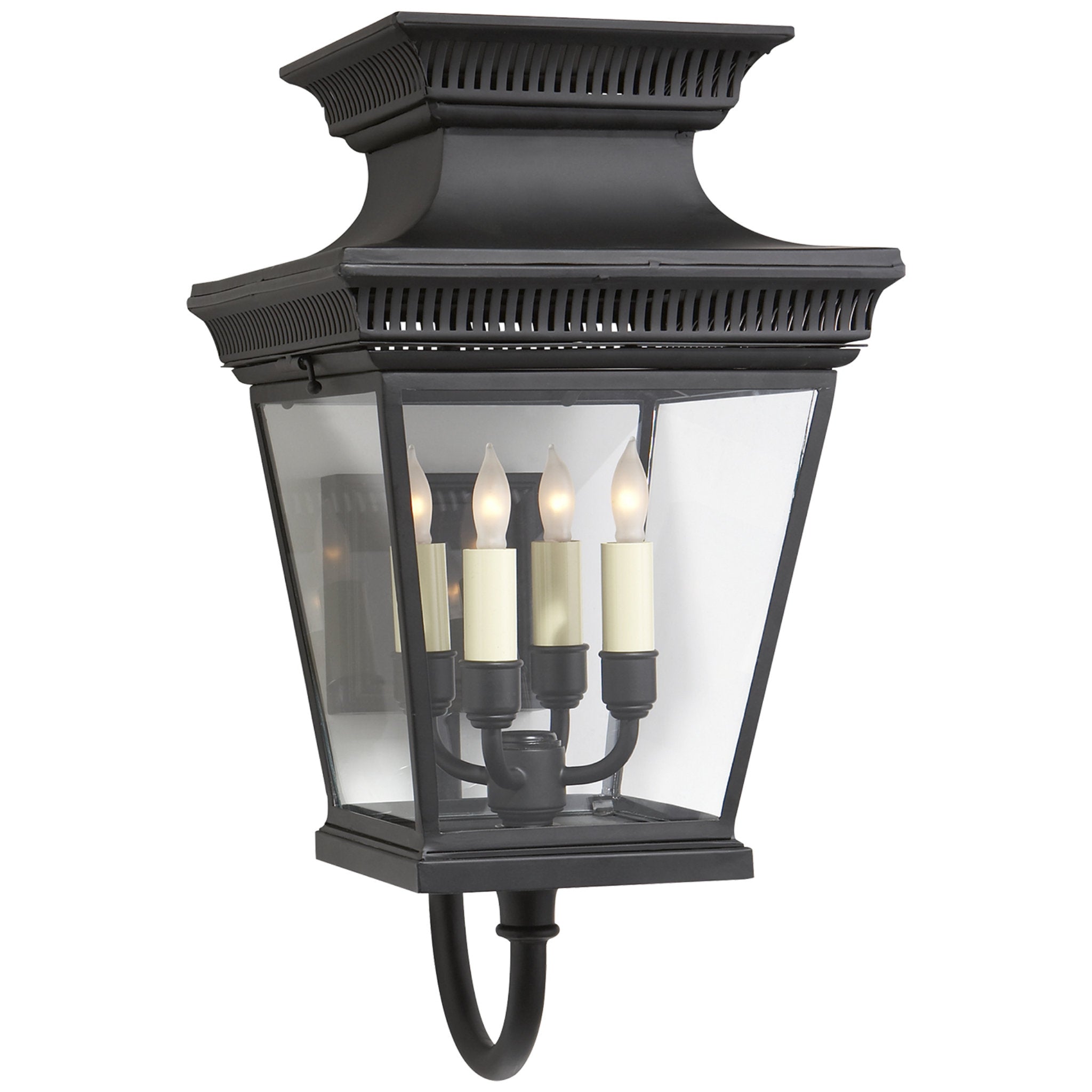 Chapman & Myers Elsinore Medium Bracket Lantern in Black with Clear Glass Outdoor Lighting W11" x H20.5"
