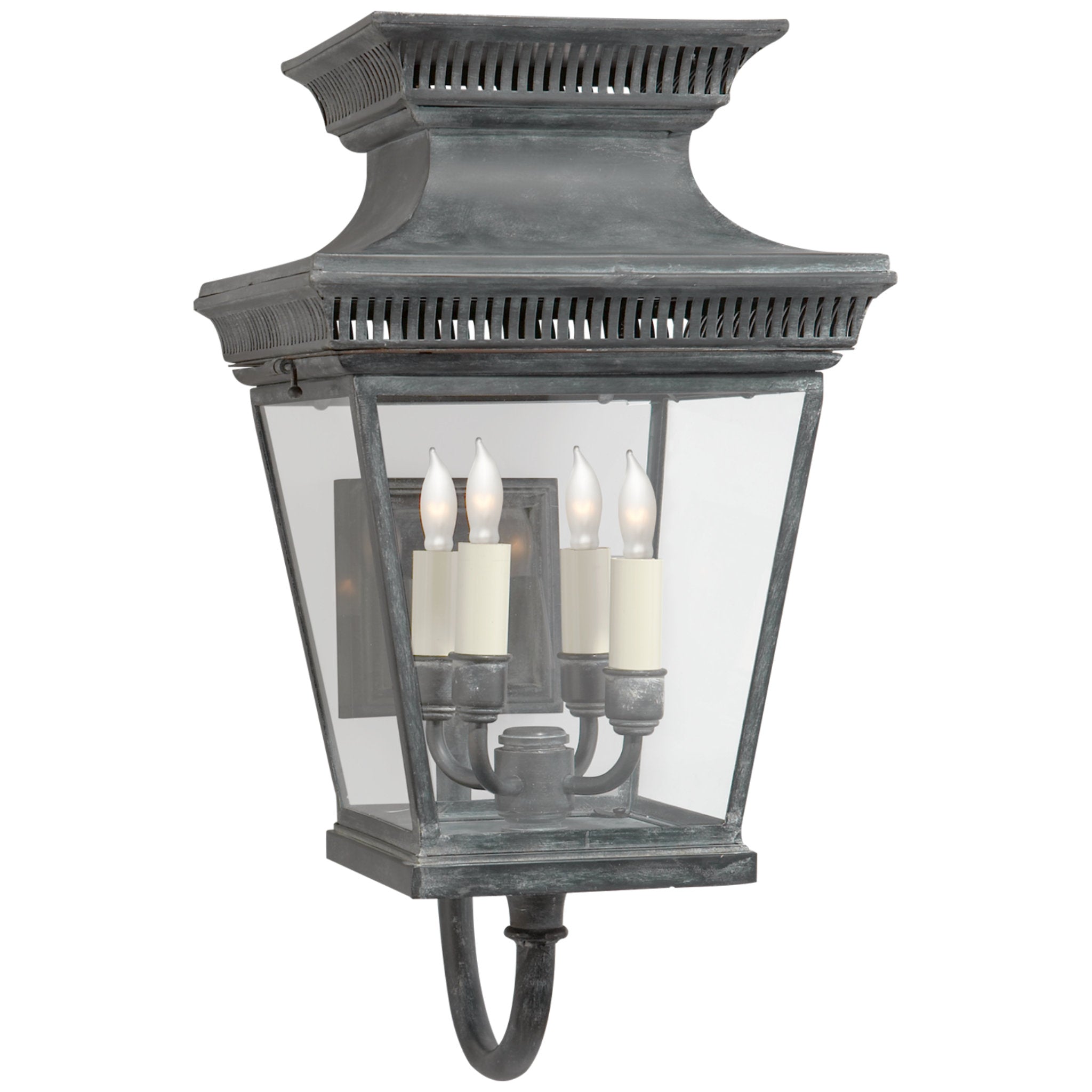 Chapman & Myers Elsinore Medium Bracket Lantern in Weathered Zinc with Clear Glass Outdoor Lighting W11" x H20.5"