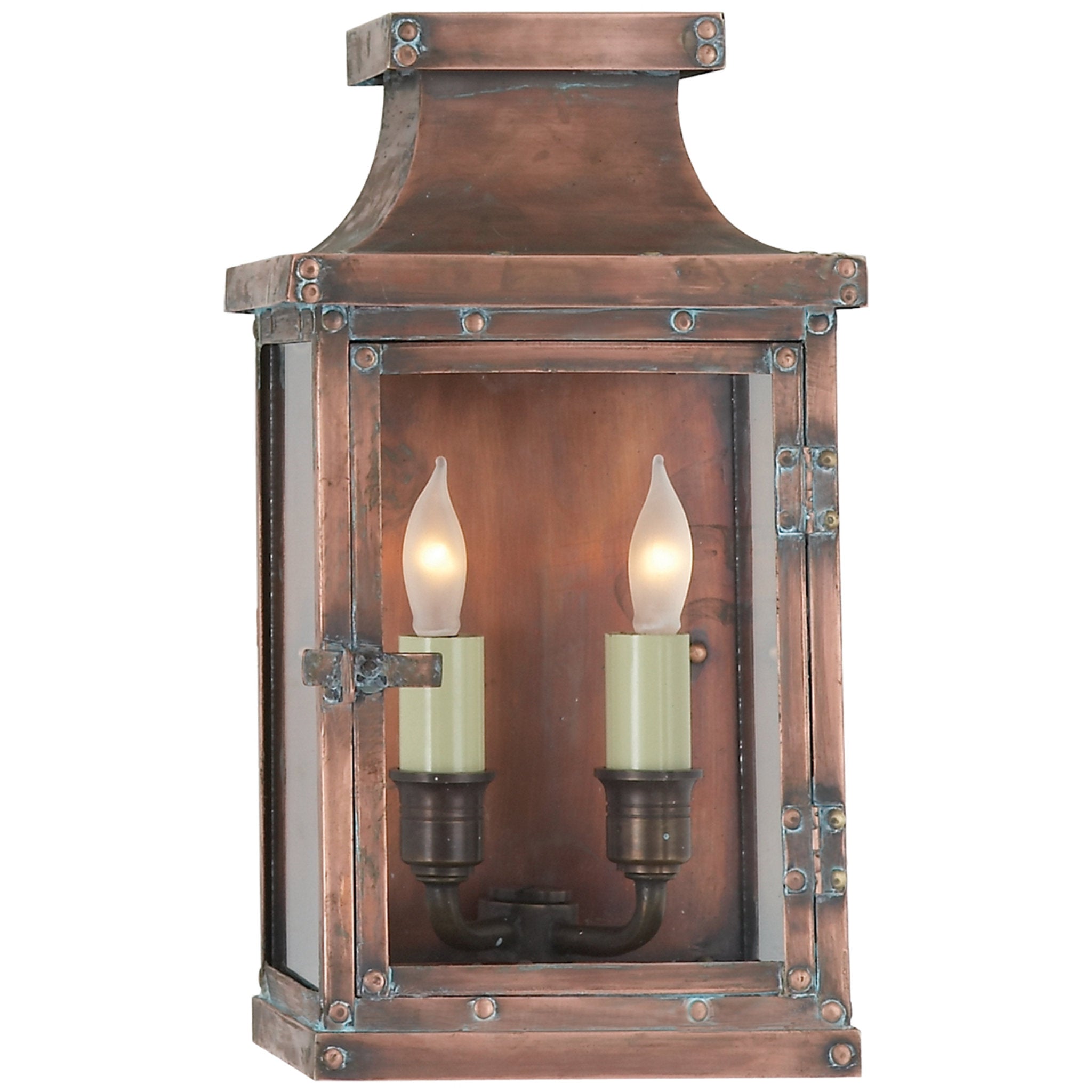 Chapman & Myers Bedford Small 3/4 Lantern in Natural Copper Outdoor Lighting W6.75" x H12"
