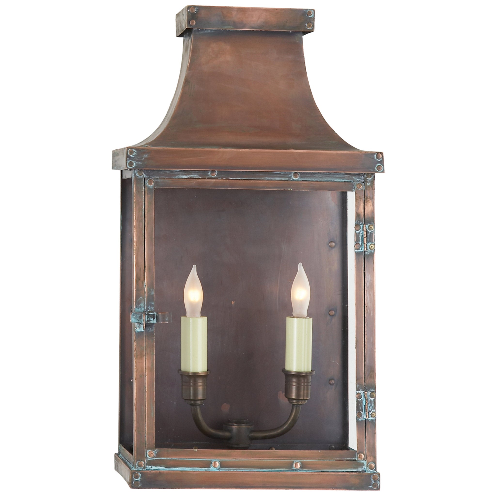 Chapman & Myers Bedford Wide Short 3/4 Lantern in Natural Copper Outdoor Lighting W9.75" x H18"