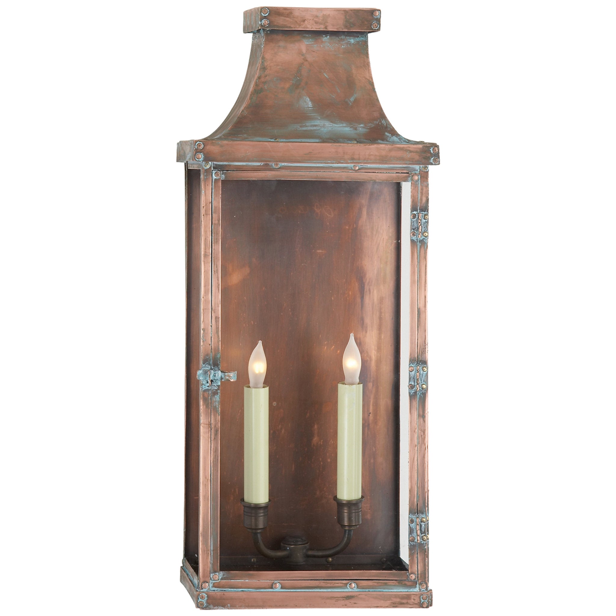 Chapman & Myers Bedford Wide Tall 3/4 Lantern in Natural Copper Outdoor Lighting W9.75" x H24"
