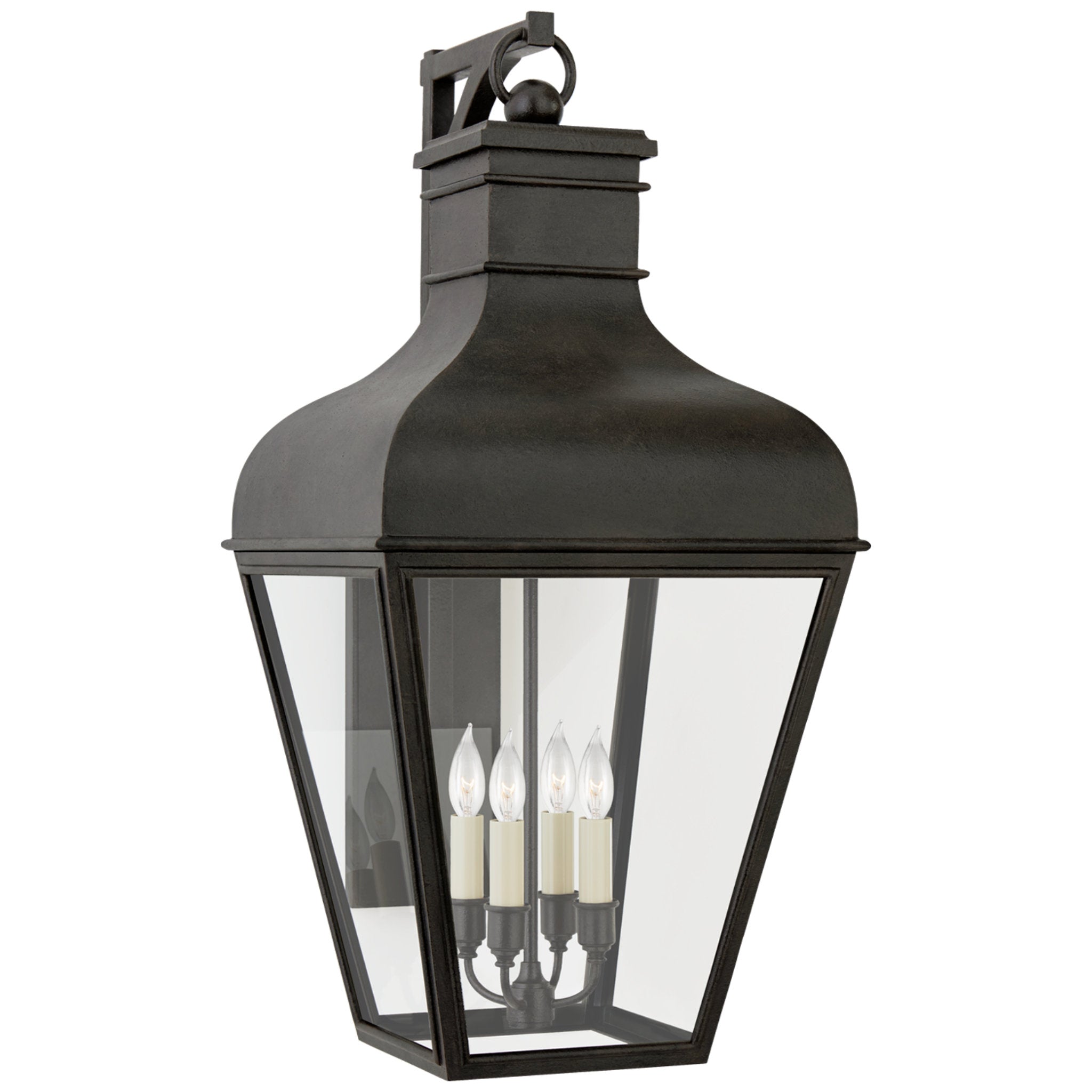 Chapman & Myers Fremont Medium Bracketed Wall Lantern in French Rust with Clear Glass Outdoor Lighting W13" x H27"