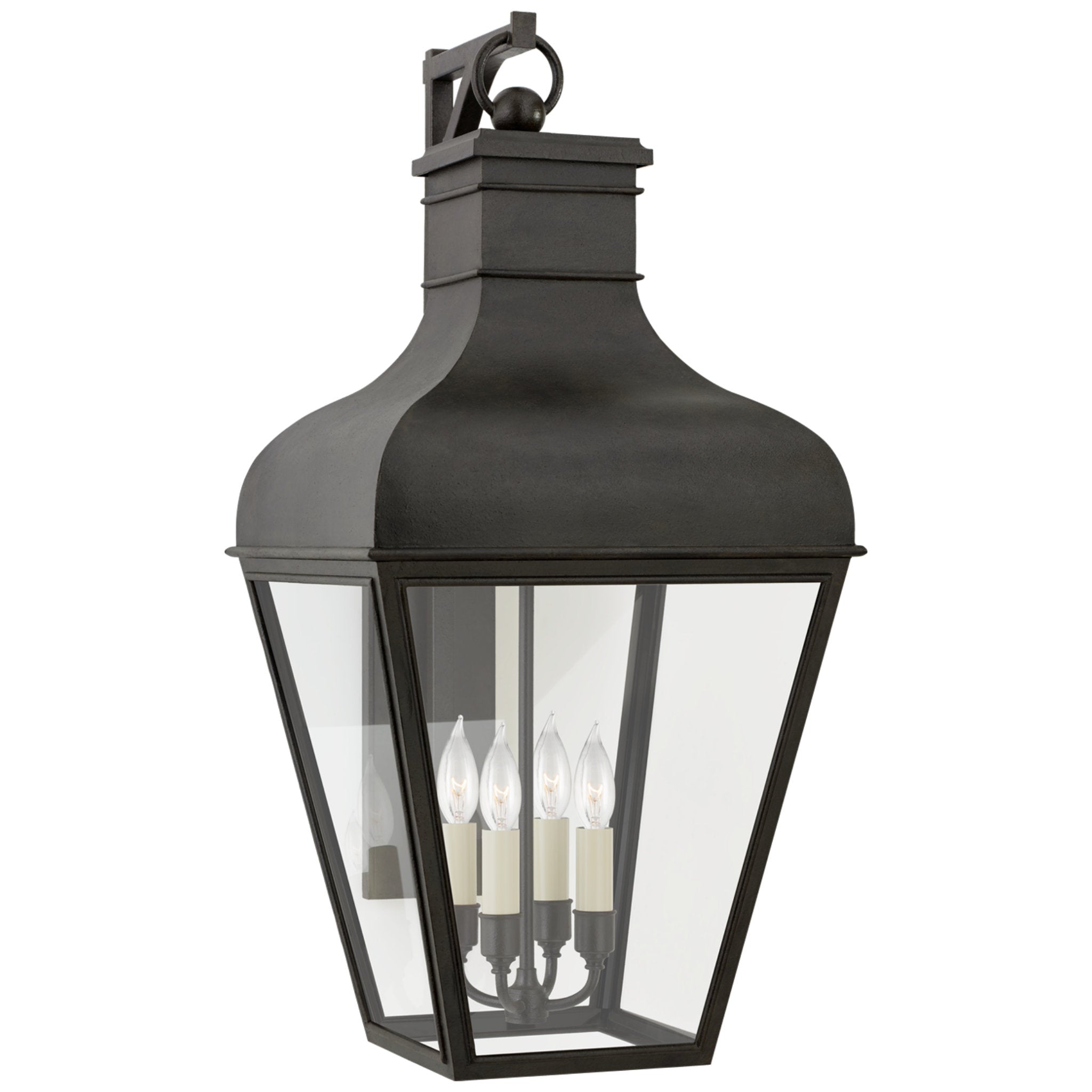Chapman & Myers Fremont Large Bracketed Wall Lantern in French Rust with Clear Glass Outdoor Lighting W17" x H35.5"