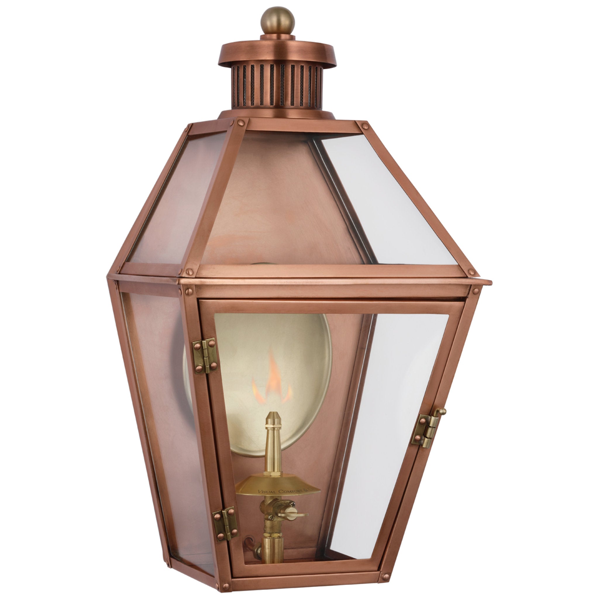 Chapman & Myers Stratford Small 3/4 Gas Wall Lantern in Soft Copper with Clear Glass Outdoor Lighting W10" x H18"