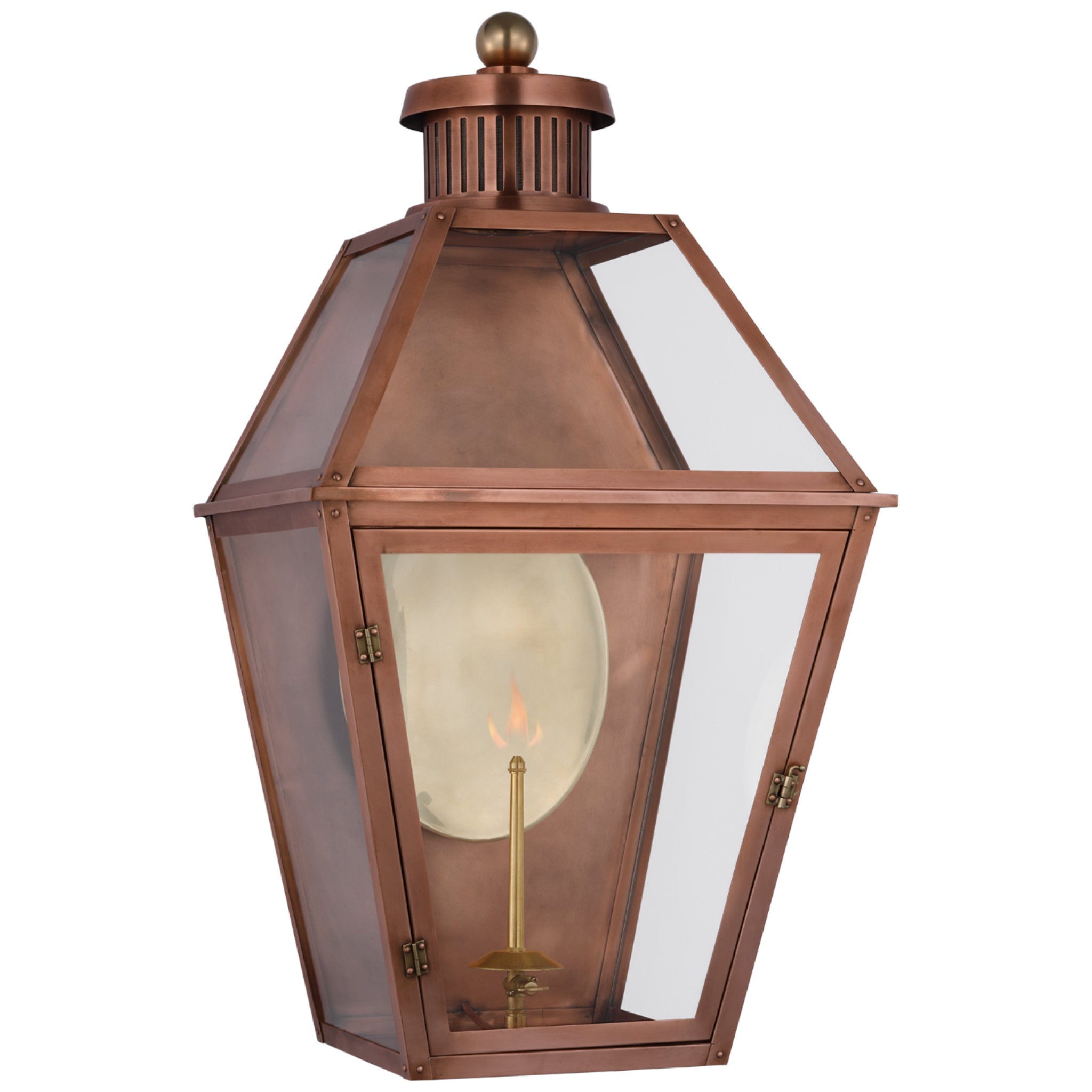 Chapman & Myers Stratford Large 3/4 Gas Wall Lantern in Soft Copper with Clear Glass Outdoor Lighting W18" x H32.25"