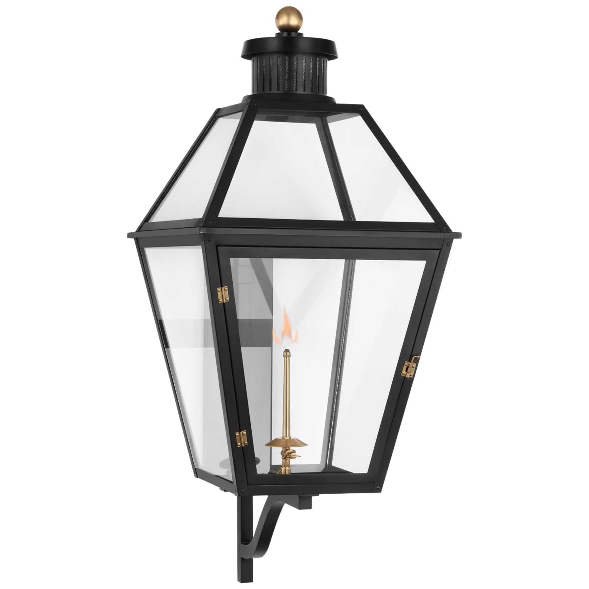 Chapman & Myers Stratford XL Bracketed Gas Wall Lantern in Matte Black with Clear Glass Outdoor Lighting W18" x H40.5"