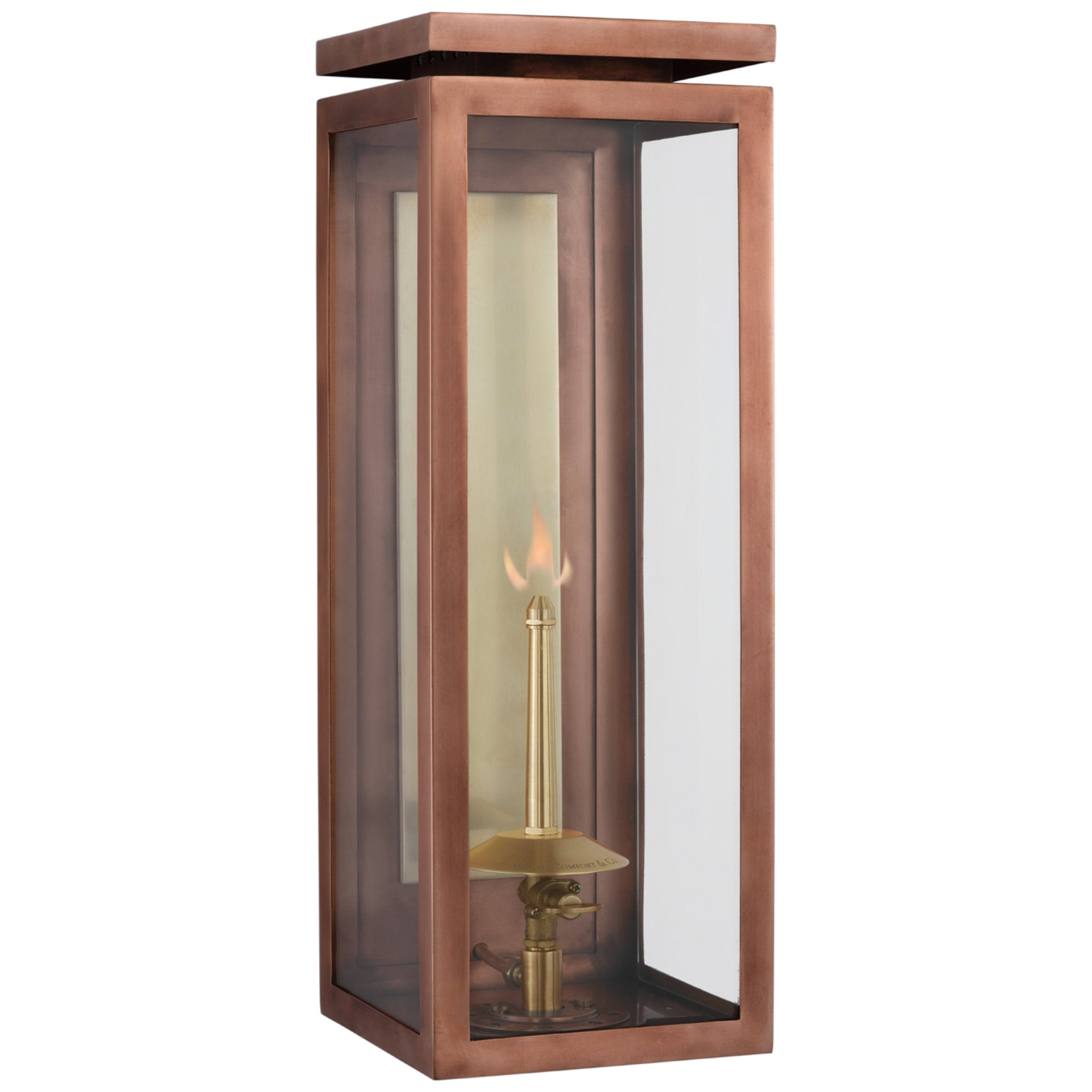Chapman & Myers Fresno Medium 3/4 Gas Wall Lantern in Soft Copper with Clear Glass Outdoor Lighting W6" x H17.25"