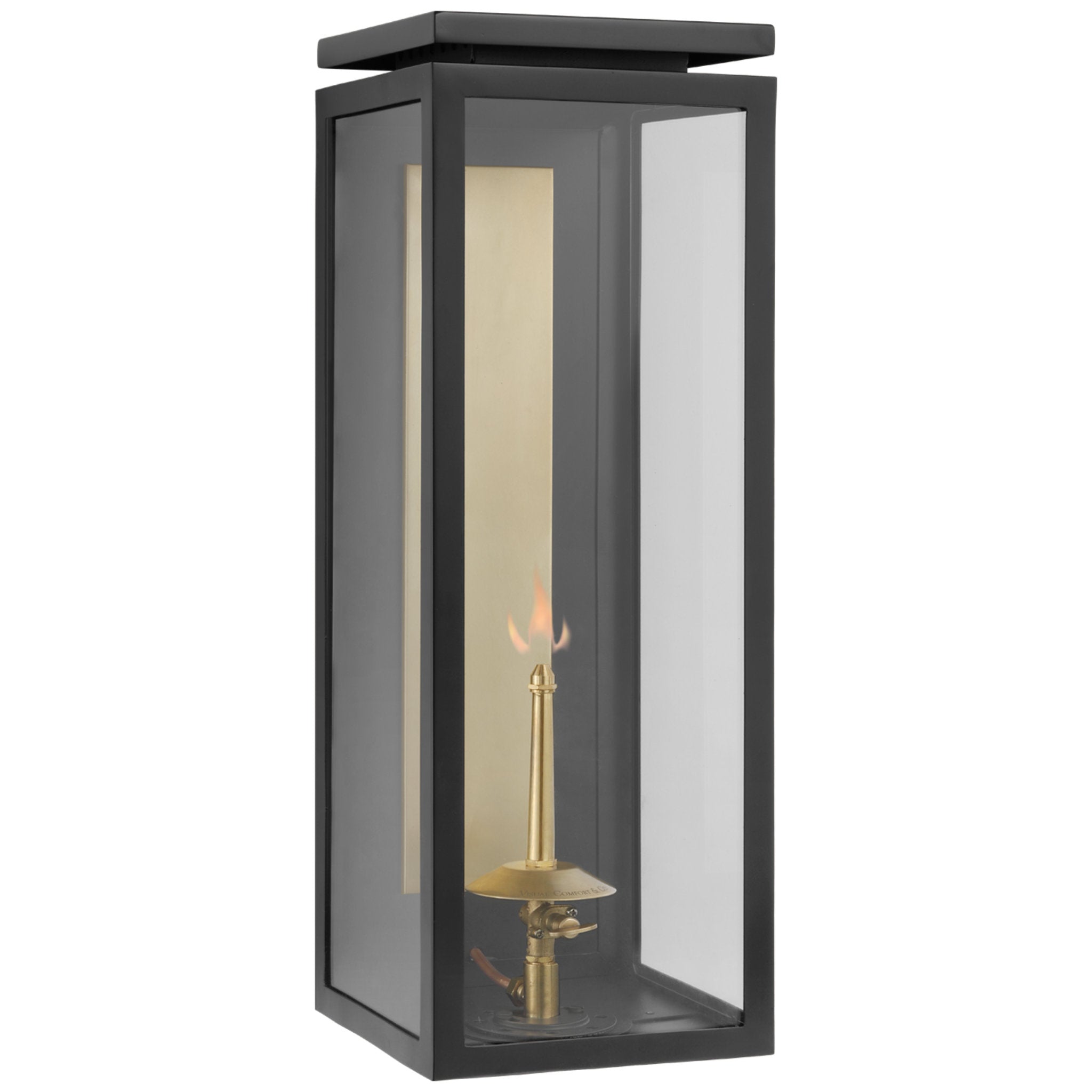 Chapman & Myers Fresno Large 3/4 Gas Wall Lantern in Matte Black with Clear Glass Outdoor Lighting W7" x H20.25"