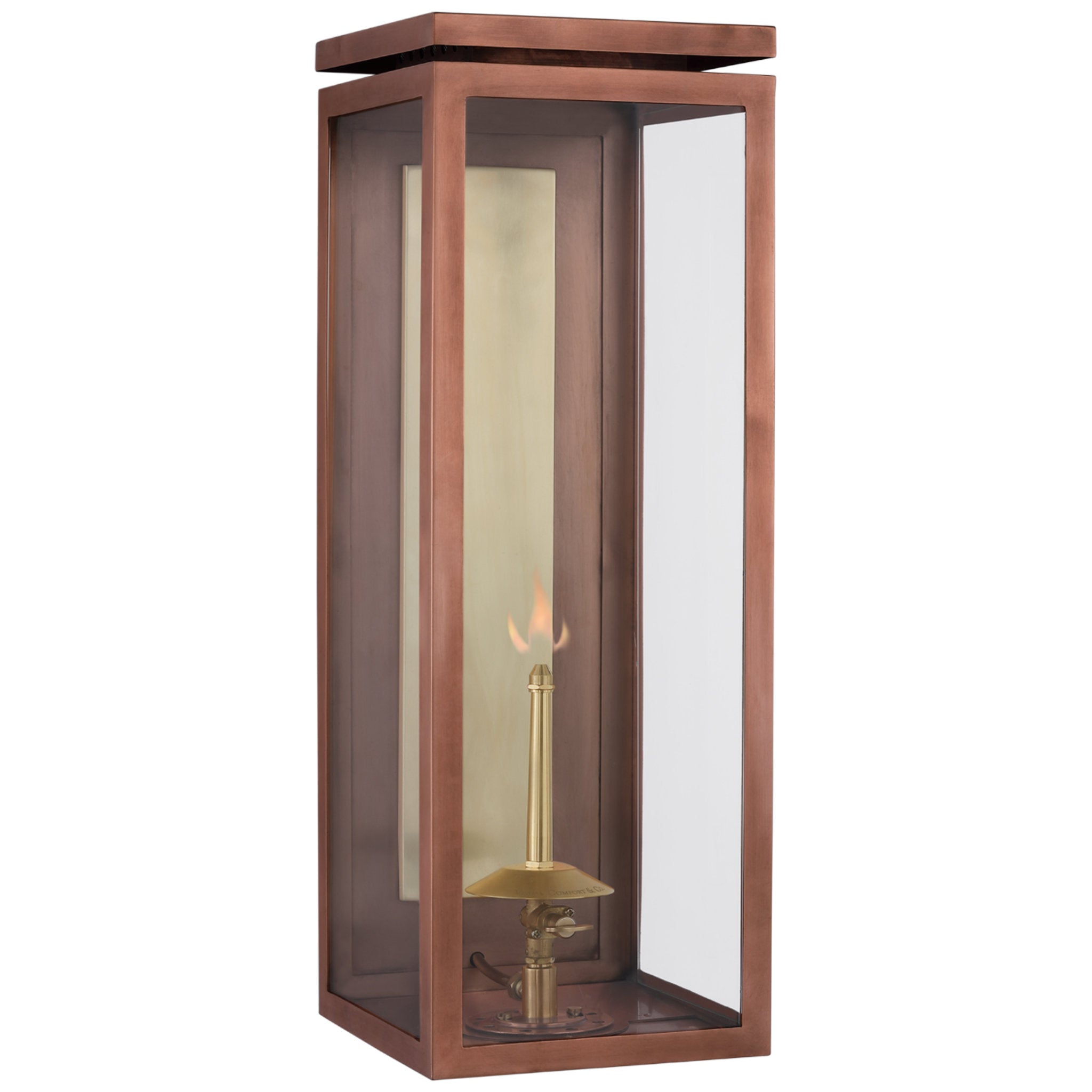 Chapman & Myers Fresno Large 3/4 Gas Wall Lantern in Soft Copper with Clear Glass Outdoor Lighting W7" x H20.25"