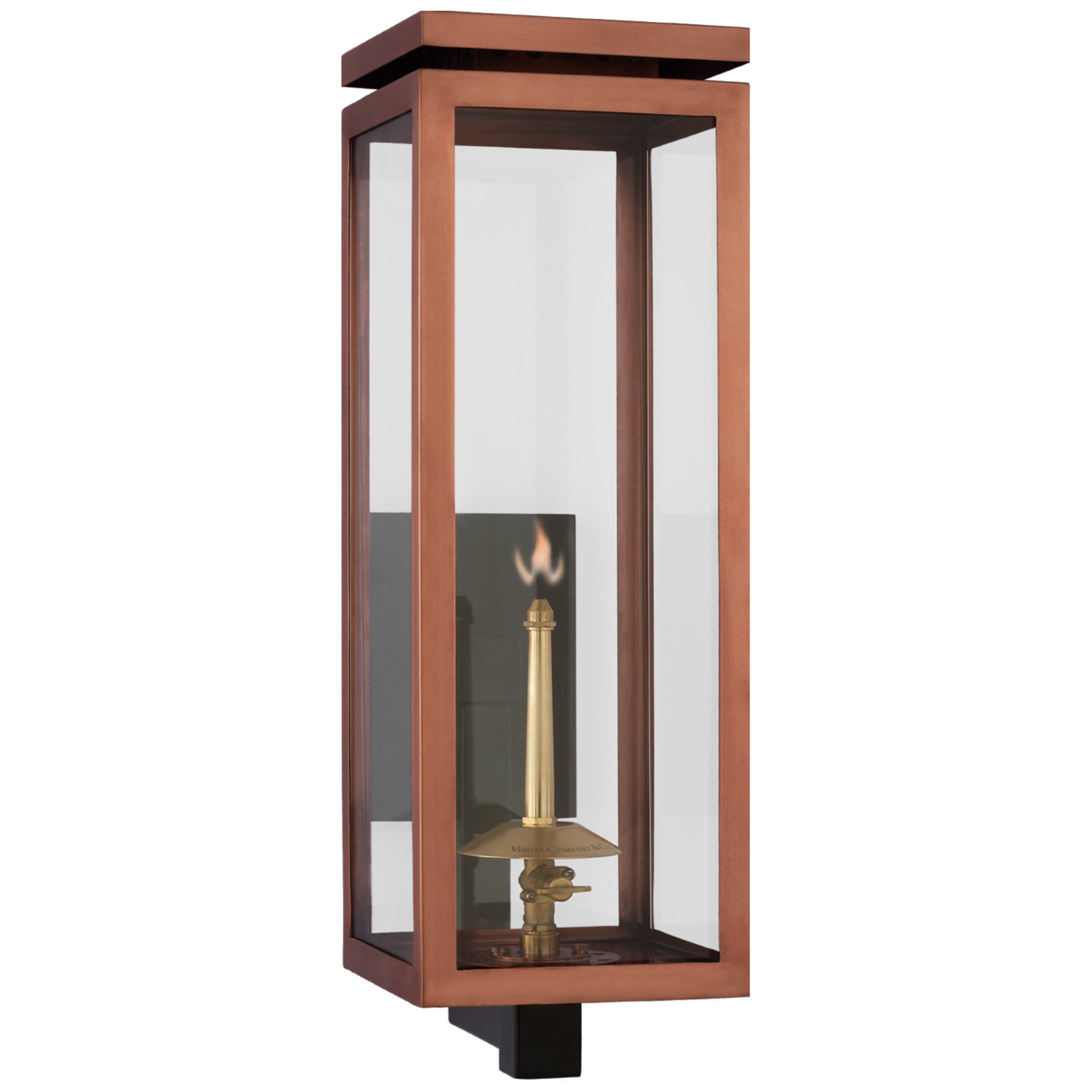 Chapman & Myers Fresno Medium Bracketed Gas Wall Lantern in Soft Copper with Clear Glass Outdoor Lighting W6" x H18.75"