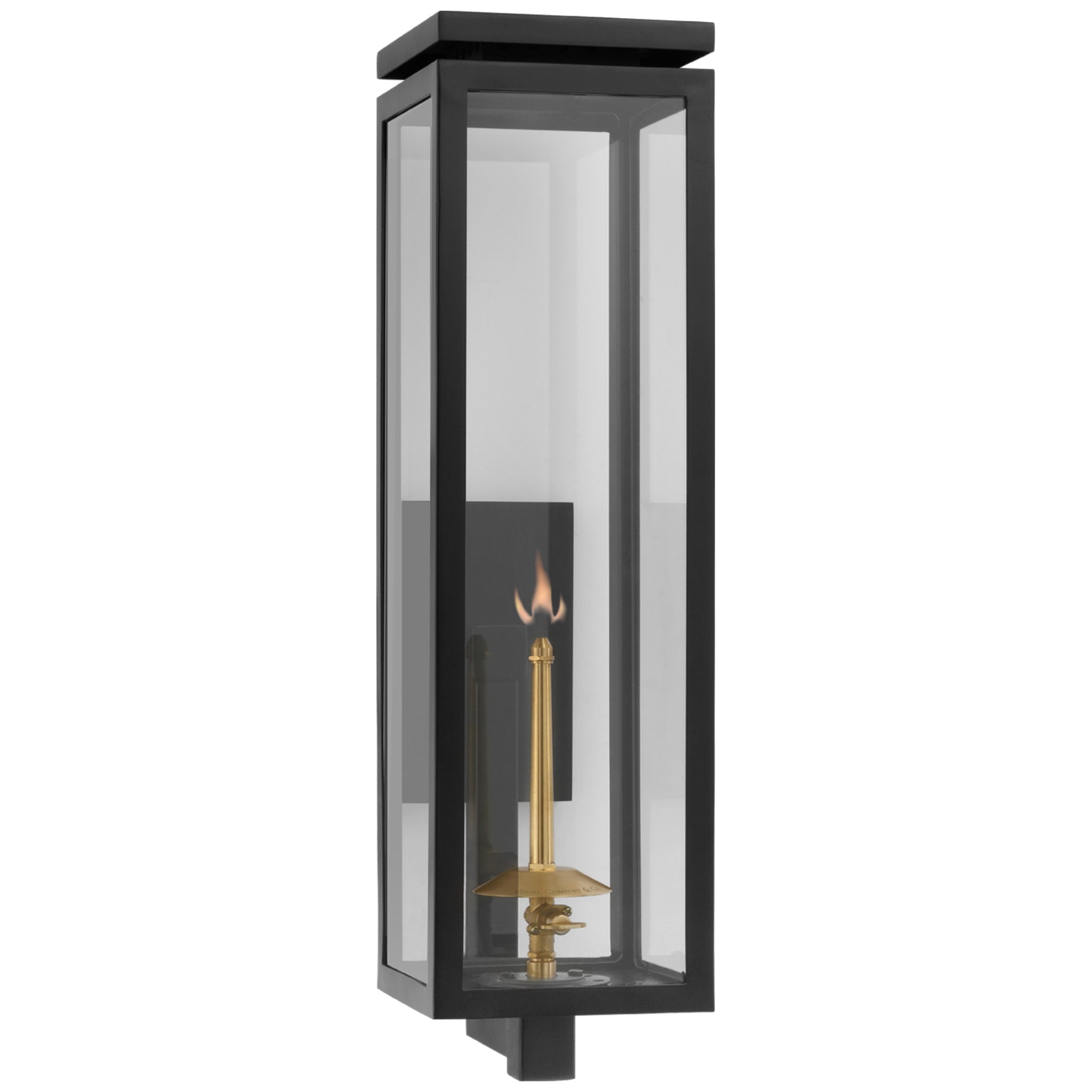 Chapman & Myers Fresno Large Bracketed Gas Wall Lantern in Matte Black with Clear Glass Outdoor Lighting W6" x H22.75"