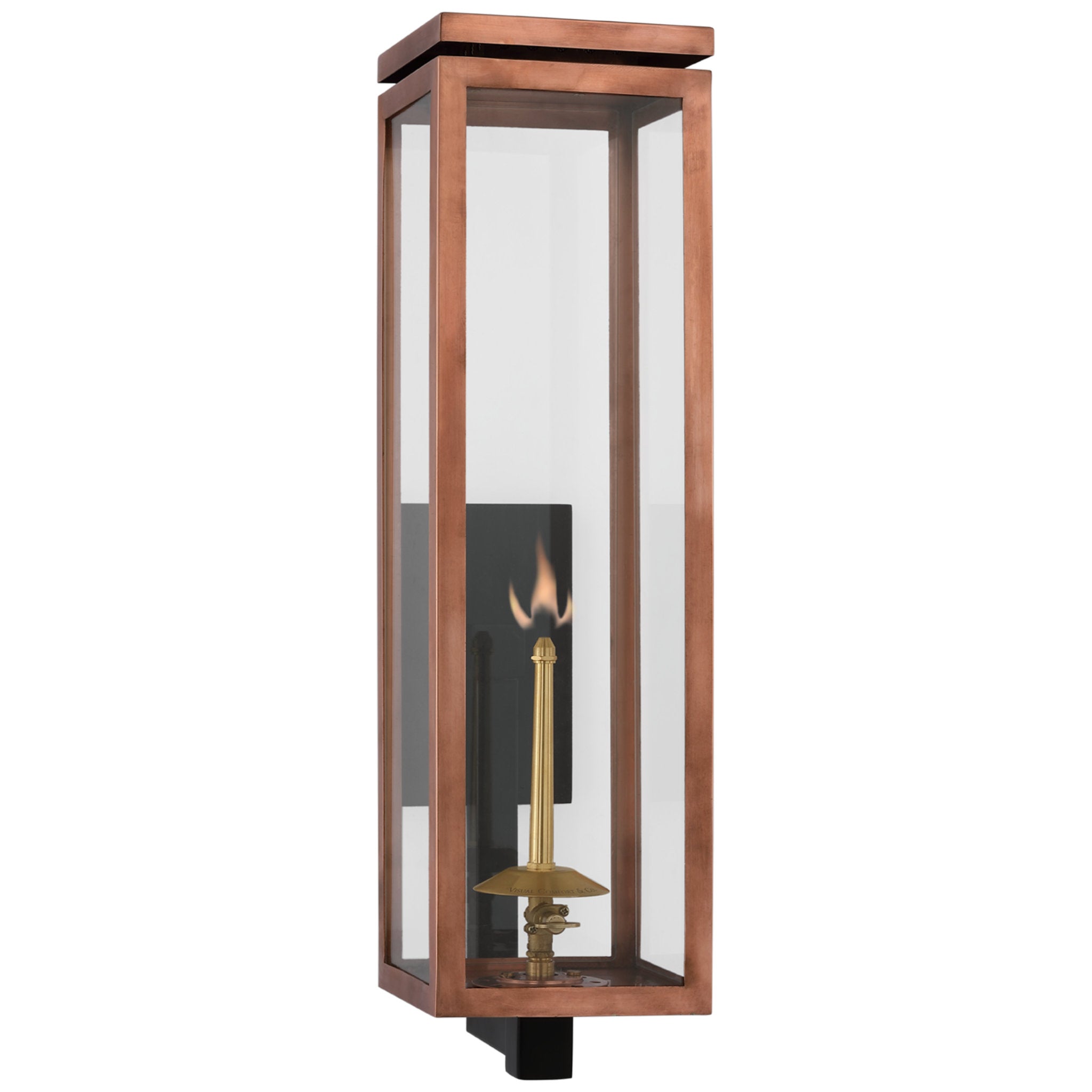 Chapman & Myers Fresno Large Bracketed Gas Wall Lantern in Soft Copper with Clear Glass Outdoor Lighting W6" x H22.75"