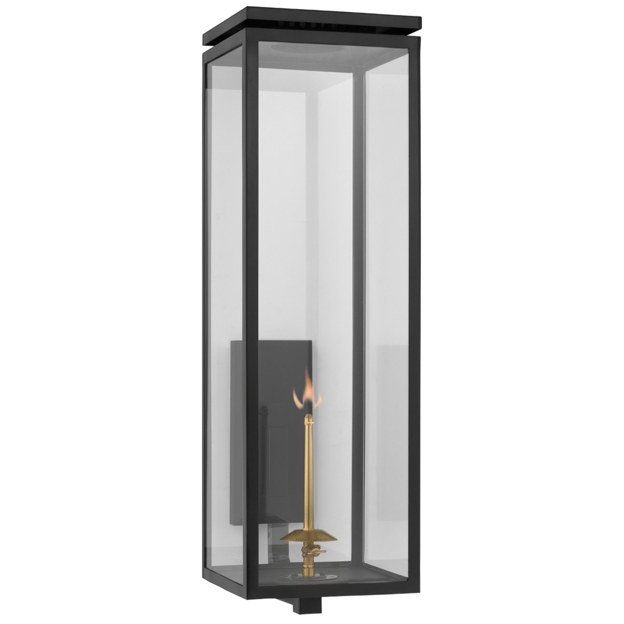 Chapman & Myers Fresno Grande Bracketed Gas Wall Lantern in Matte Black with Clear Glass Outdoor Lighting W9" x H30.5"
