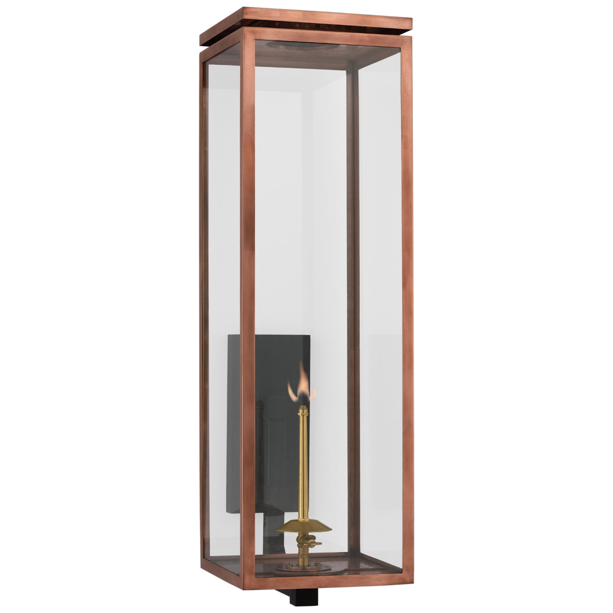 Chapman & Myers Fresno Grande Bracketed Gas Wall Lantern in Soft Copper with Clear Glass Outdoor Lighting W9" x H30.5"