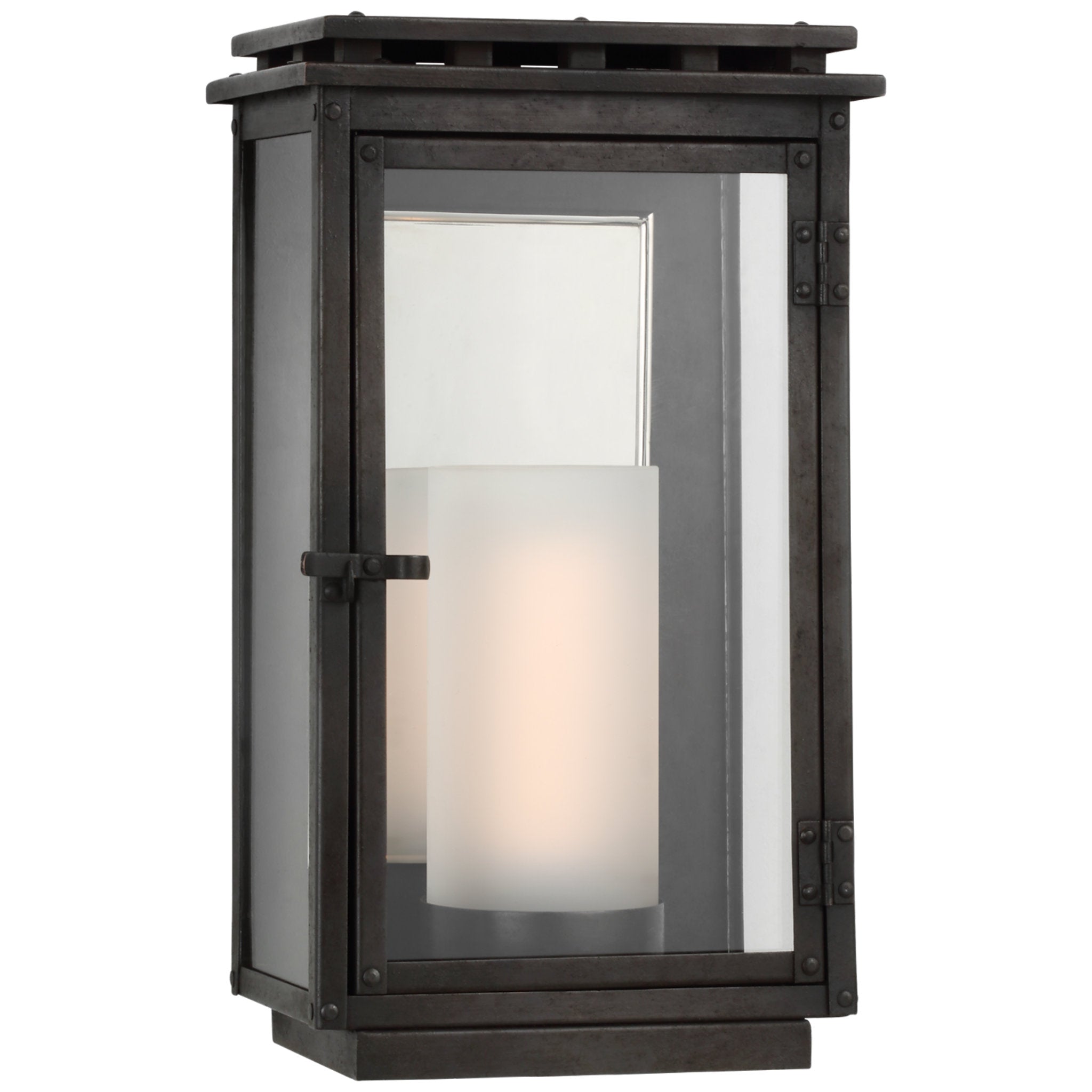 Chapman & Myers Cheshire Small 3/4 Wall Lantern in Aged Iron with Clear Glass Outdoor Lighting W7" x H12.25"
