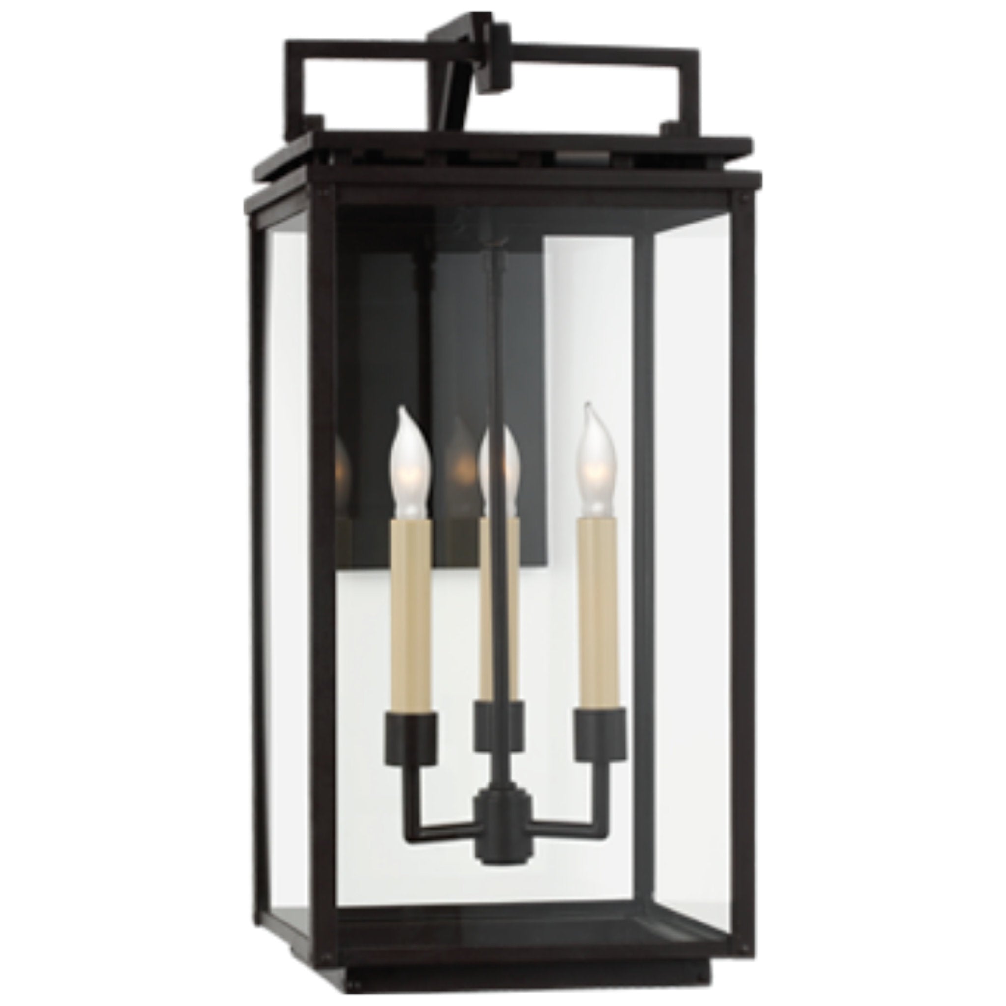 Chapman & Myers Cheshire Medium Bracketed Wall Lantern in Aged Iron with Clear Glass Outdoor Lighting W9.75" x H21"