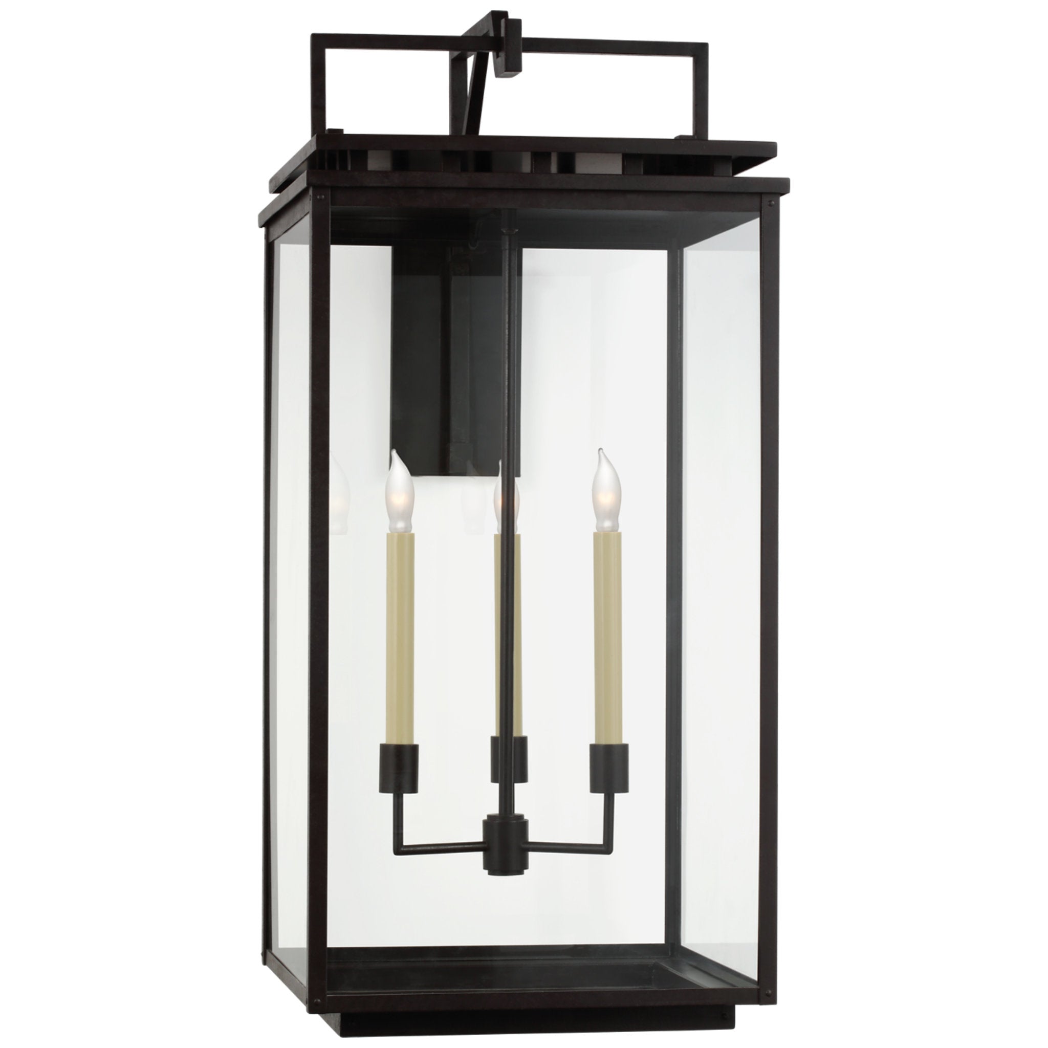Chapman & Myers Cheshire Grande Bracketed Wall Lantern in Aged Iron with Clear Glass Outdoor Lighting W16.75" x H36.5"