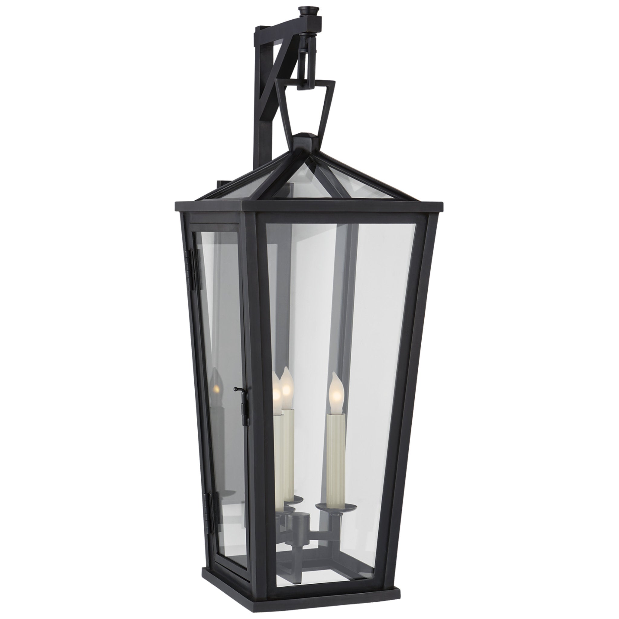 Chapman & Myers Darlana Medium Tall Bracketed Wall Lantern in Bronze with Clear Glass Outdoor Lighting W9.75" x H27"