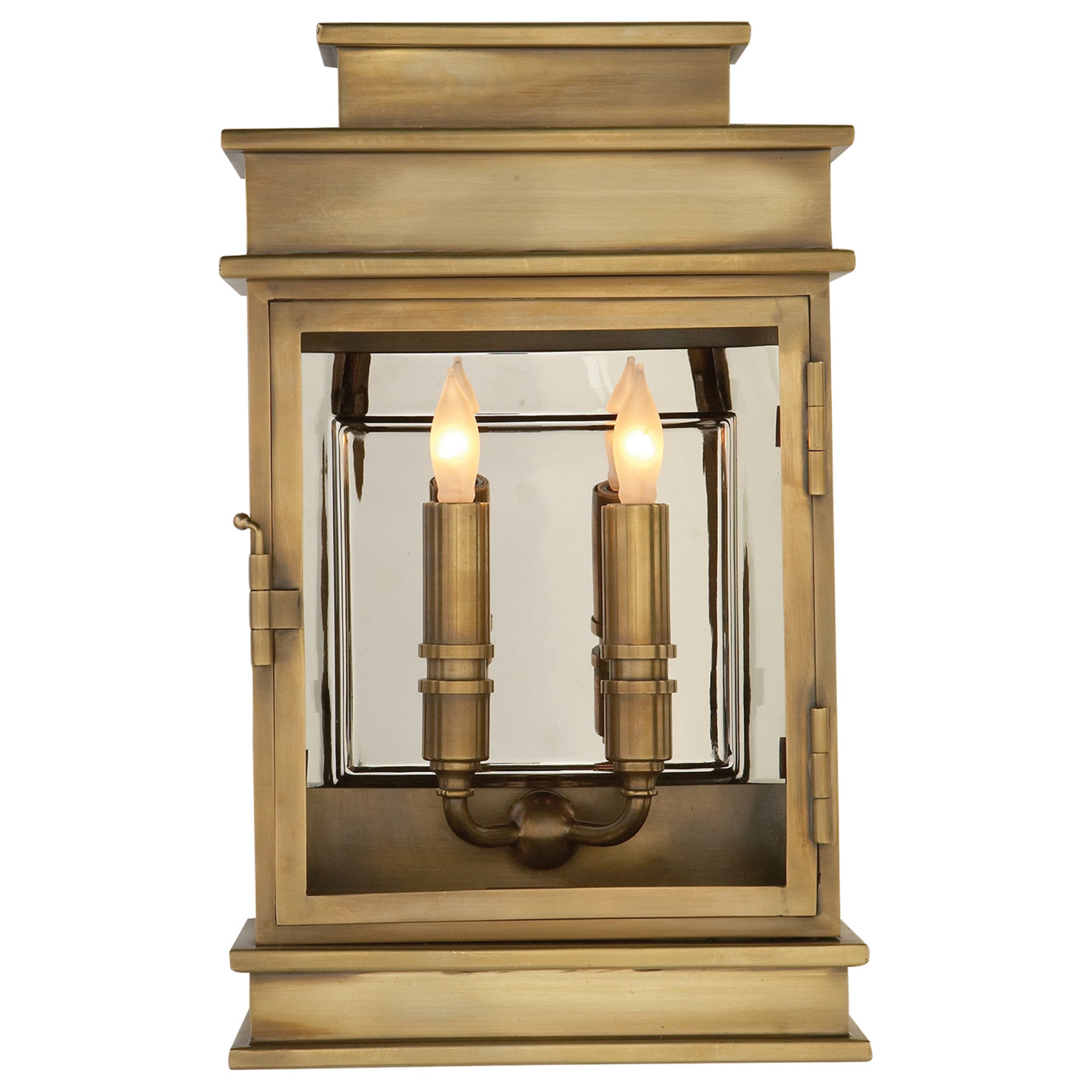 Chapman & Myers Linear Lantern Short in Antique-Burnished Brass Outdoor Lighting W9" x H15"