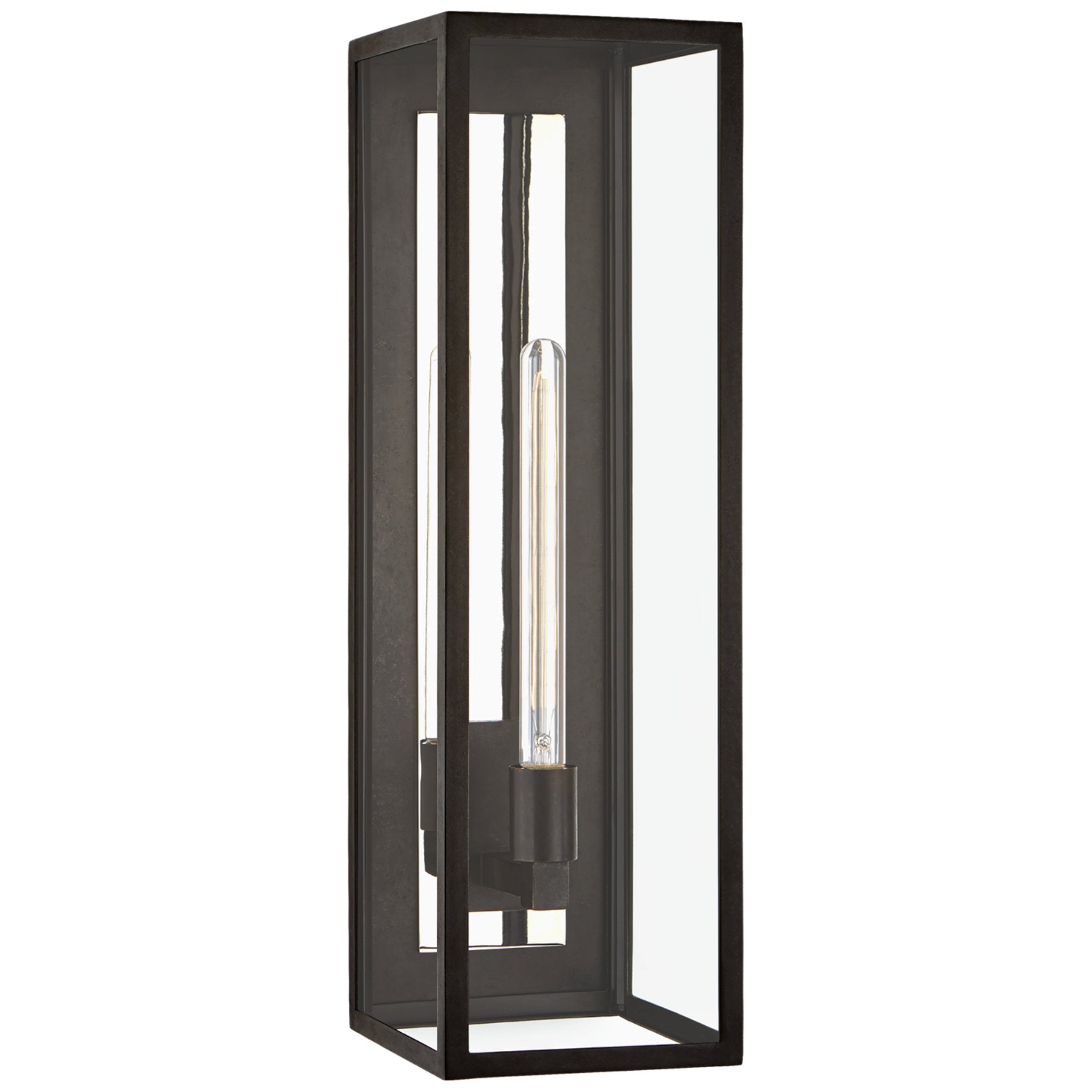 Chapman & Myers Fresno Grande 3/4 Wall Lantern in Aged Iron with Clear Glass Outdoor Lighting W8" x H26"