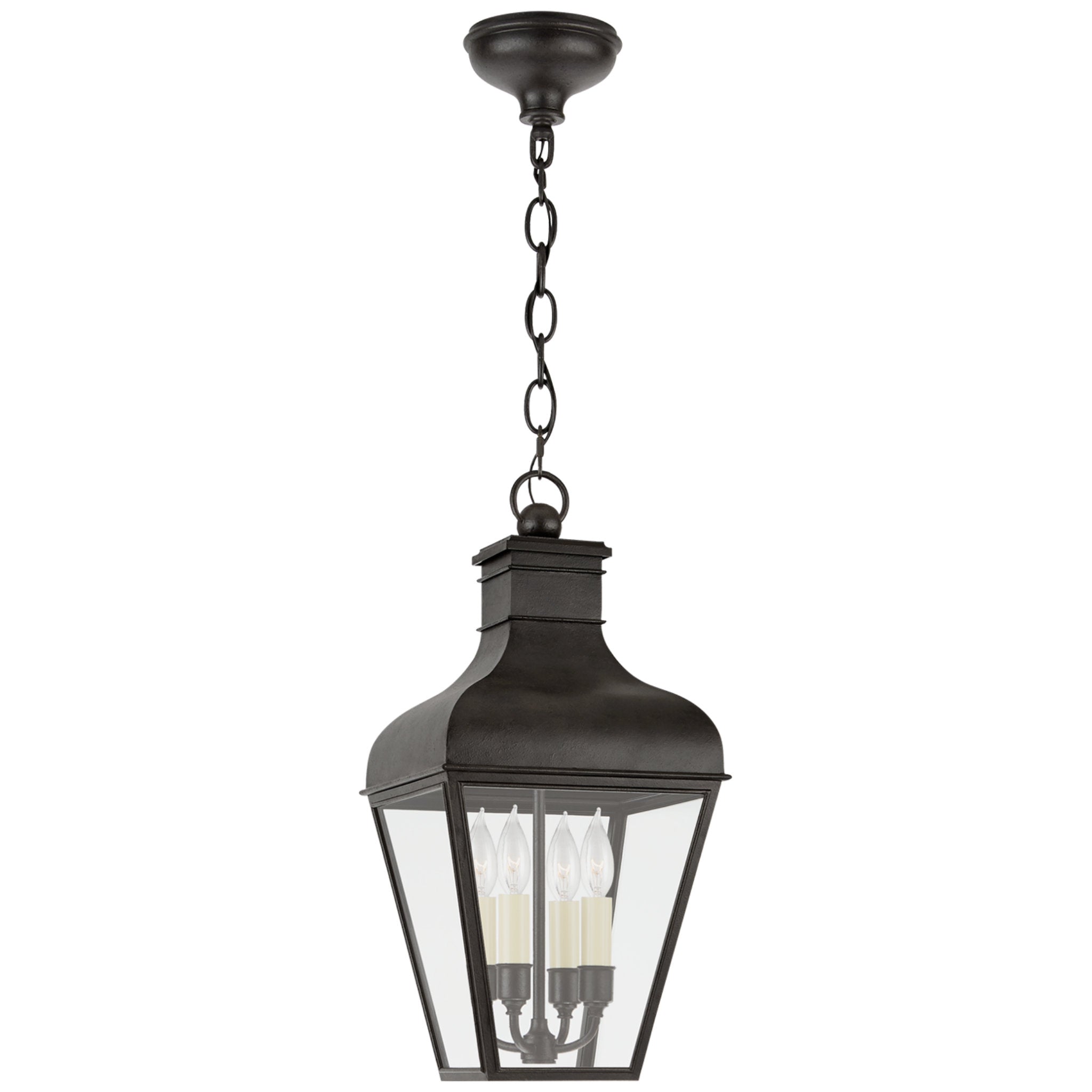 Chapman & Myers Fremont Medium Hanging Lantern in French Rust with Clear Glass Outdoor Lighting W13" x H27"
