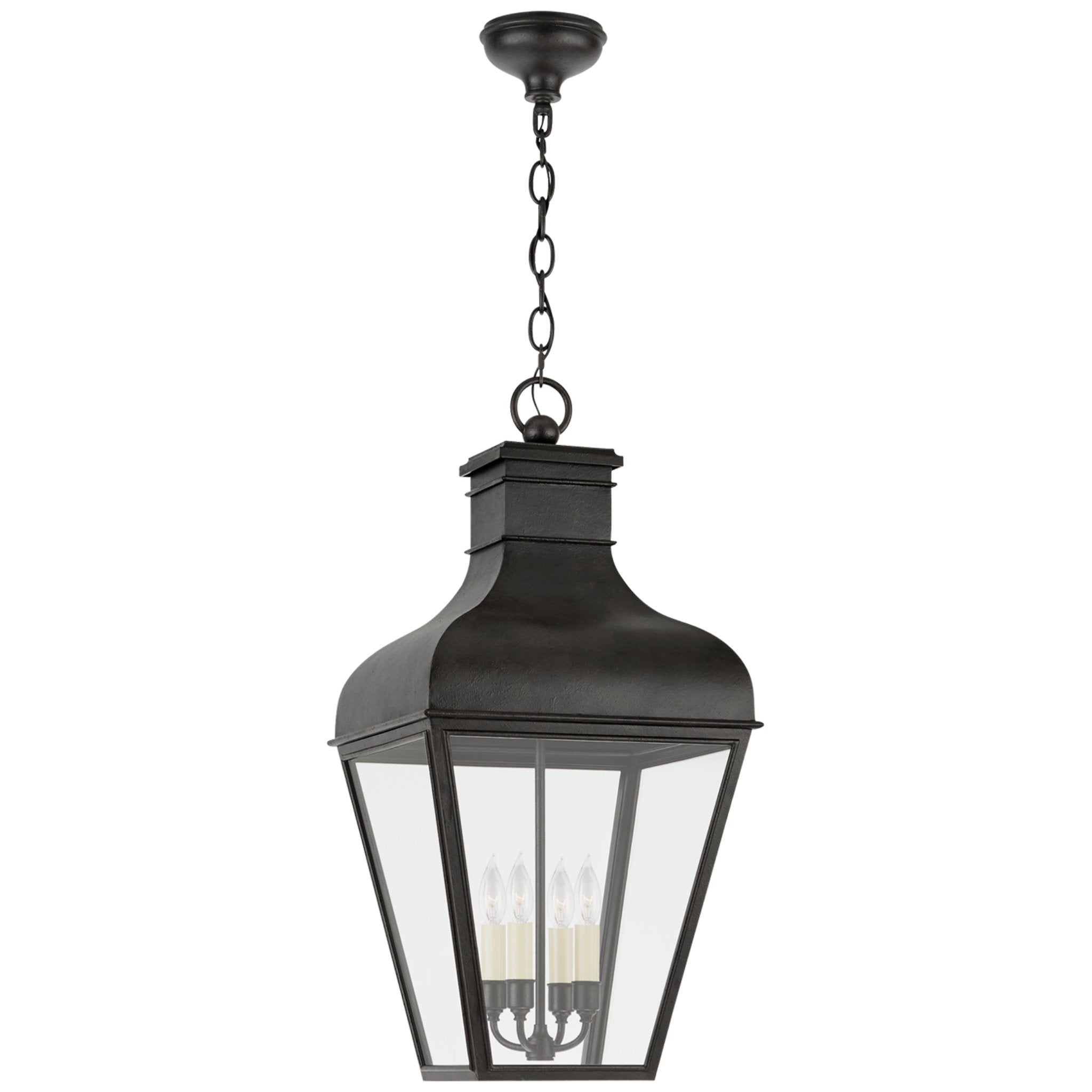 Chapman & Myers Fremont Large Hanging Lantern in French Rust with Clear Glass Outdoor Lighting W17" x H35"