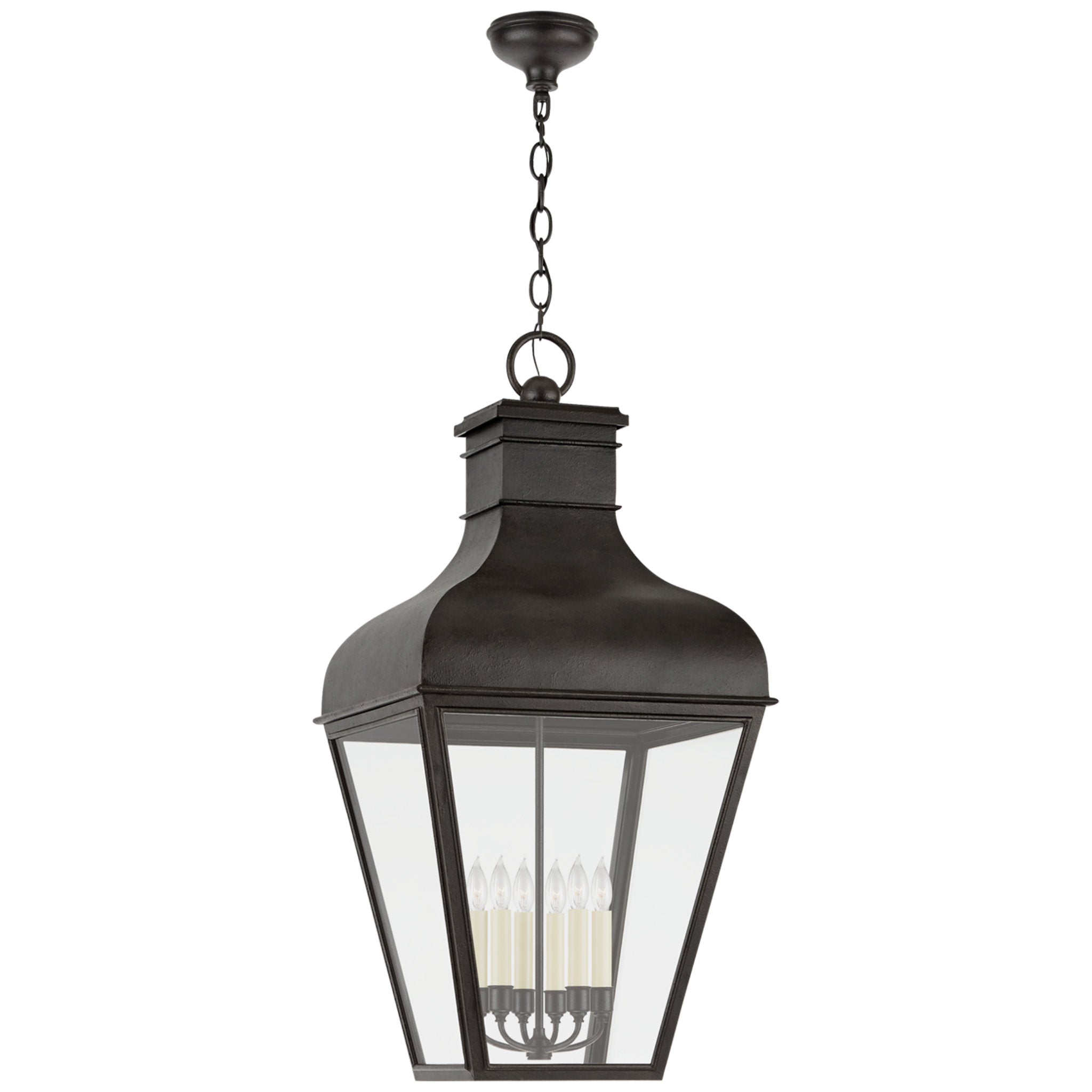 Chapman & Myers Fremont Grande Hanging Lantern in French Rust with Clear Glass Outdoor Lighting W22" x H45.25"