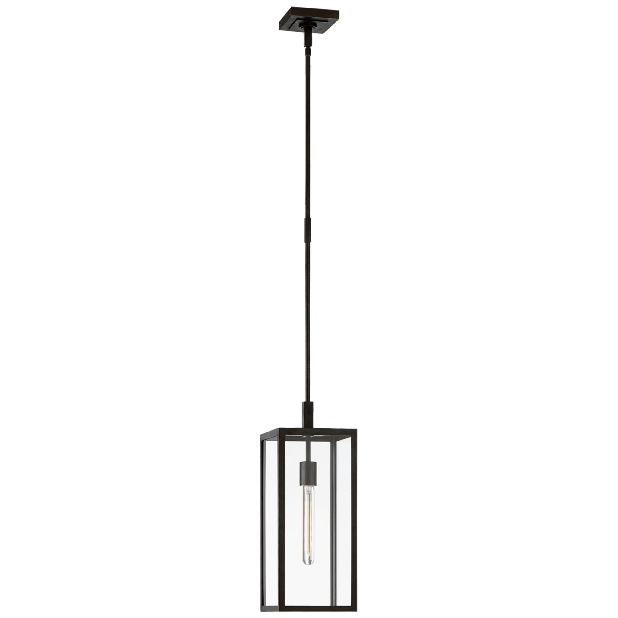 Chapman & Myers Fresno Small Hanging Lantern in Aged Iron with Clear Glass Outdoor Lighting W8"