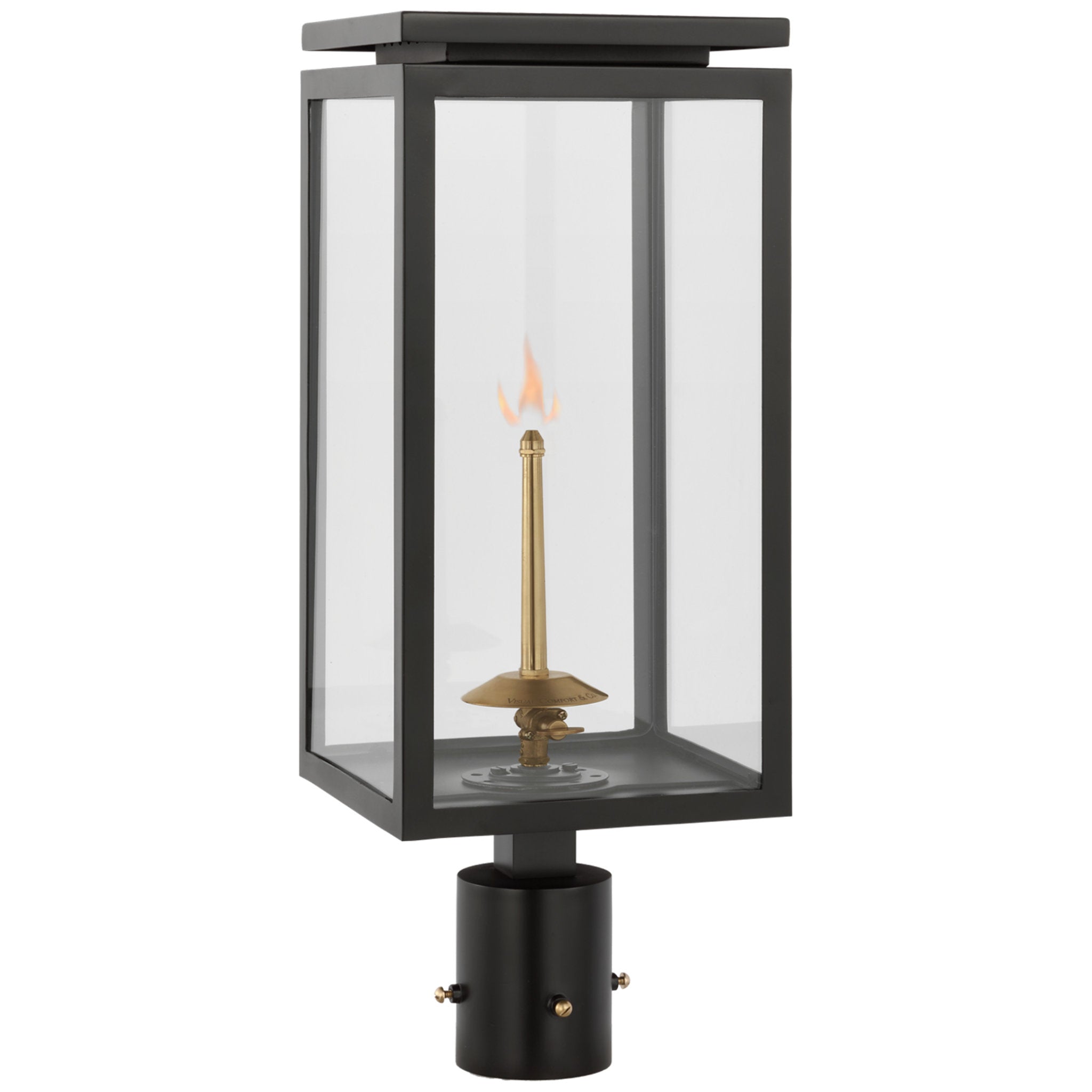 Chapman & Myers Fresno Medium Gas Post in Matte Black with Clear Glass Outdoor Lighting W8" x H21.75"